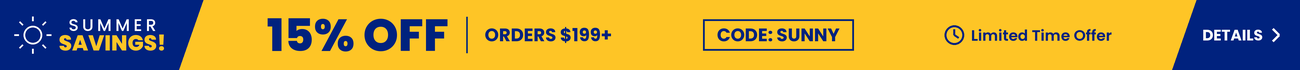 summer savings 15% off $199+ orders with code Sunny