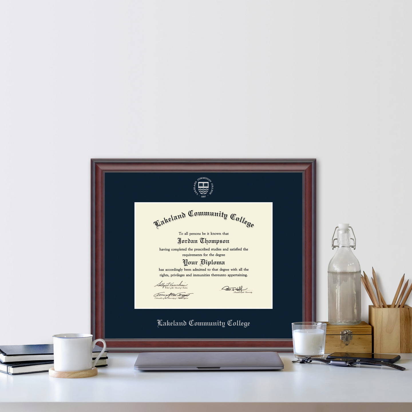 Lakeland Community College Silver Embossed Diploma Frame in Studio