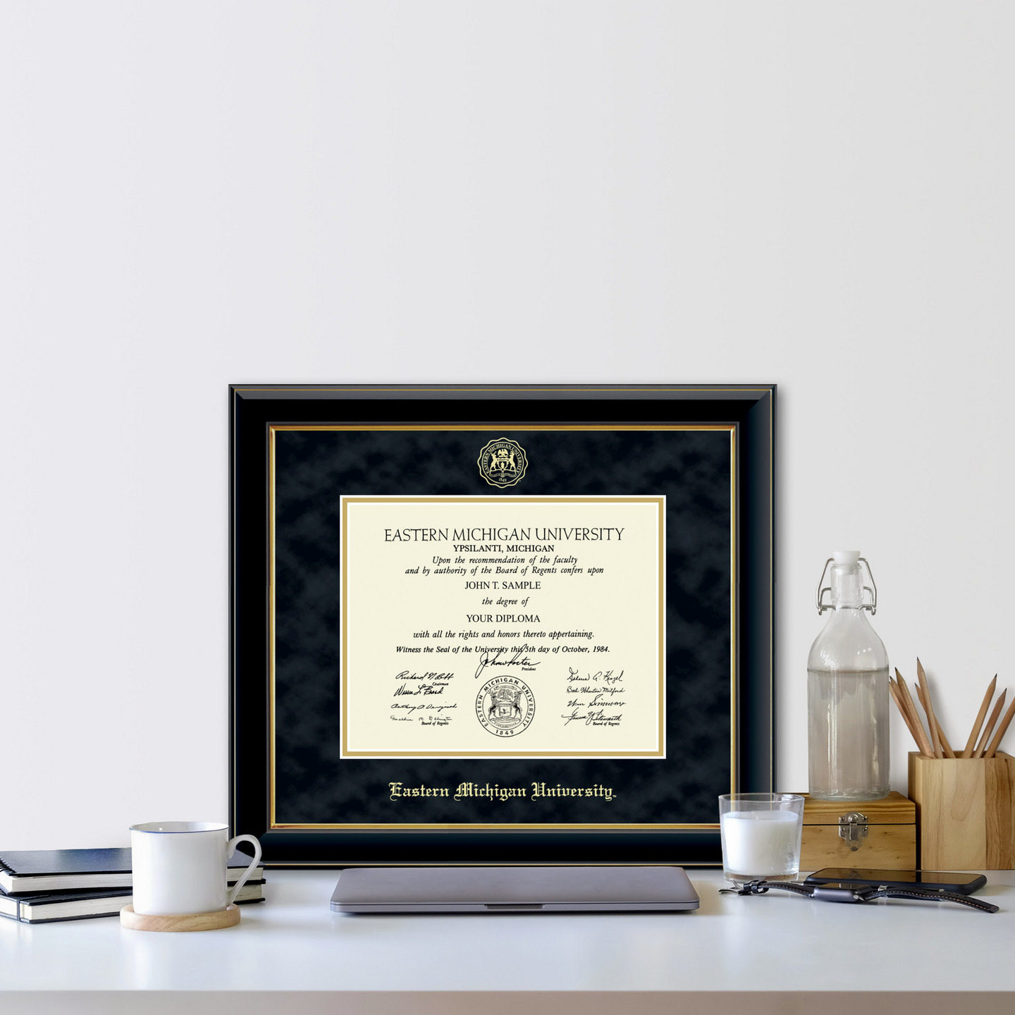 Eastern Michigan University Gold Embossed Diploma Frame in Onyx Gold Item 127022