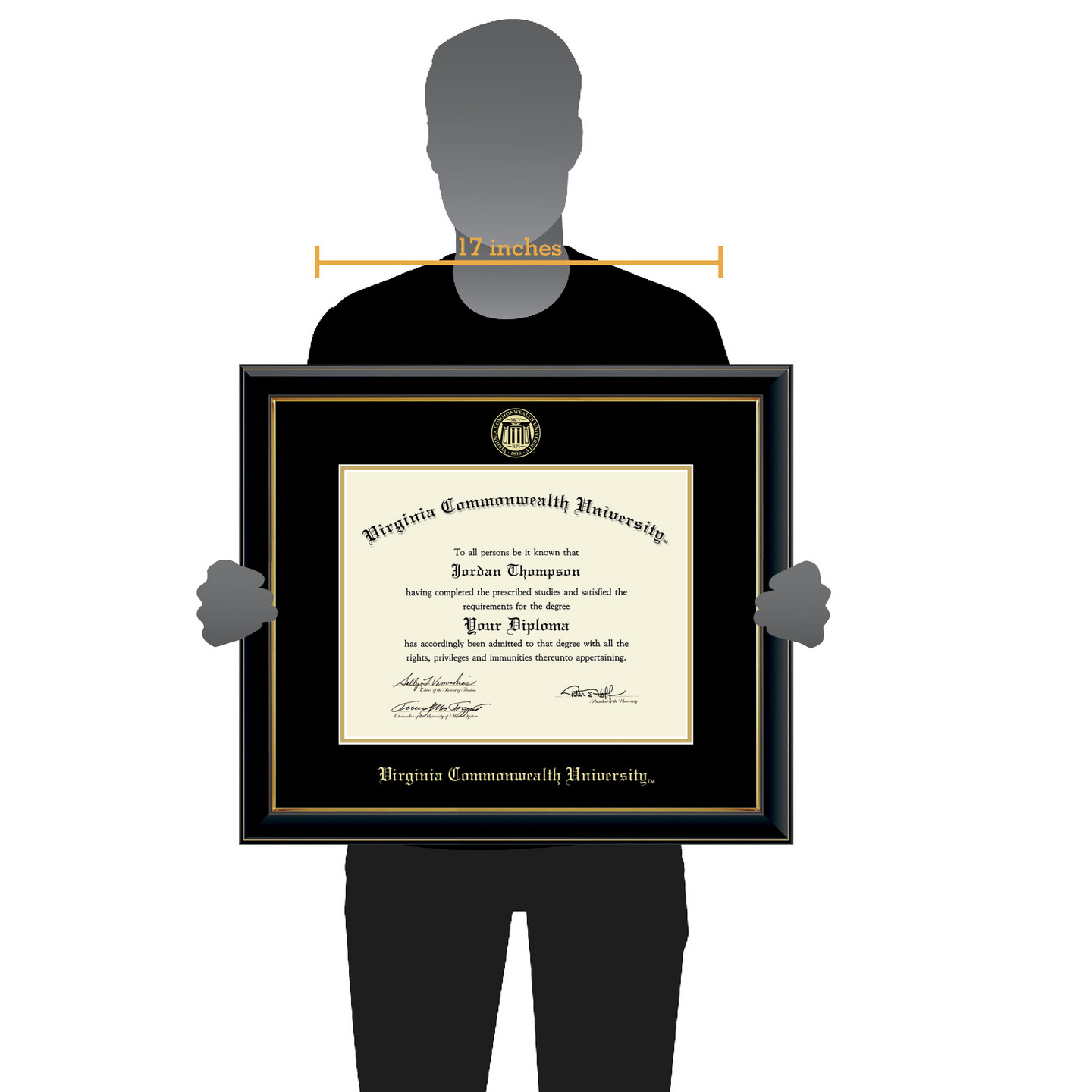 Virginia Commonwealth University Gold Embossed Diploma Frame in Onyx