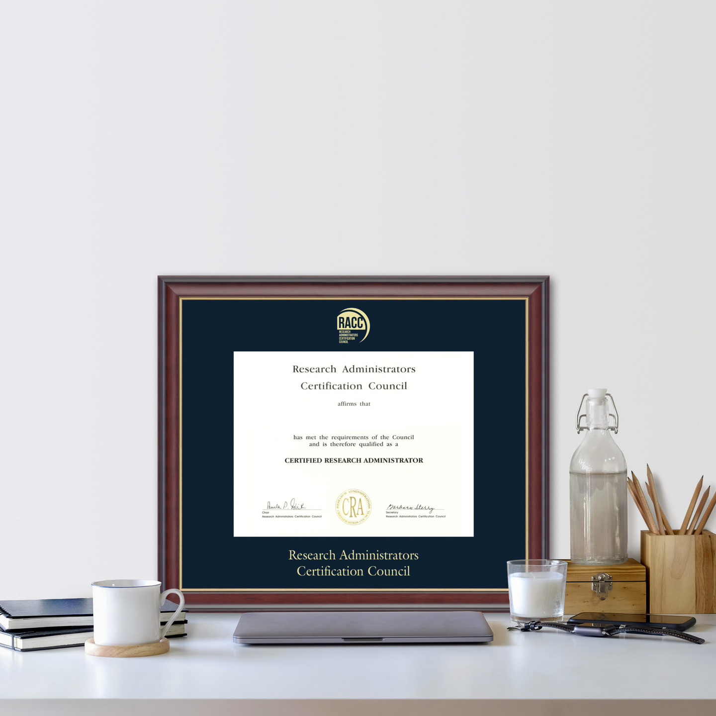 Research Administrators Certification Council Gold Embossed Certificate Frame in Studio Gold