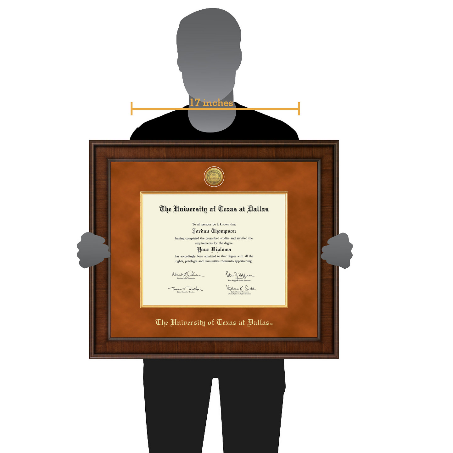 The University of Texas at Dallas Presidential Gold Engraved Diploma