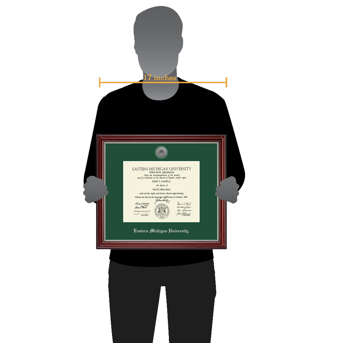 Eastern Michigan University Silver Engraved Medallion Diploma Frame in Kensington Silver Item