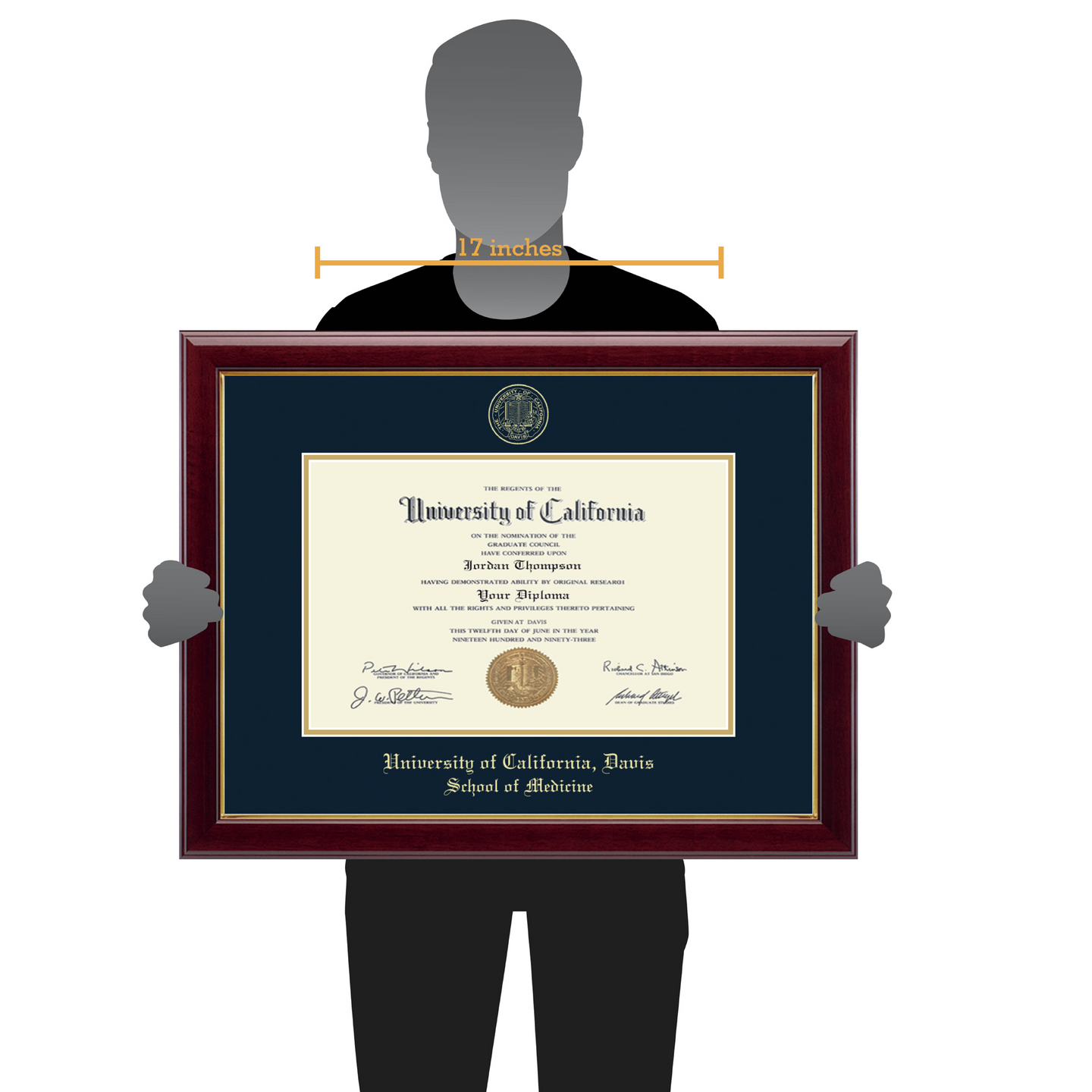University of California Davis Gold Embossed Diploma Frame in Gallery Item 132026DMD