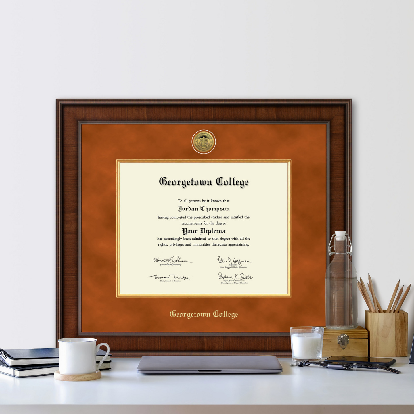College Presidential Gold Engraved Diploma Frame in Madison