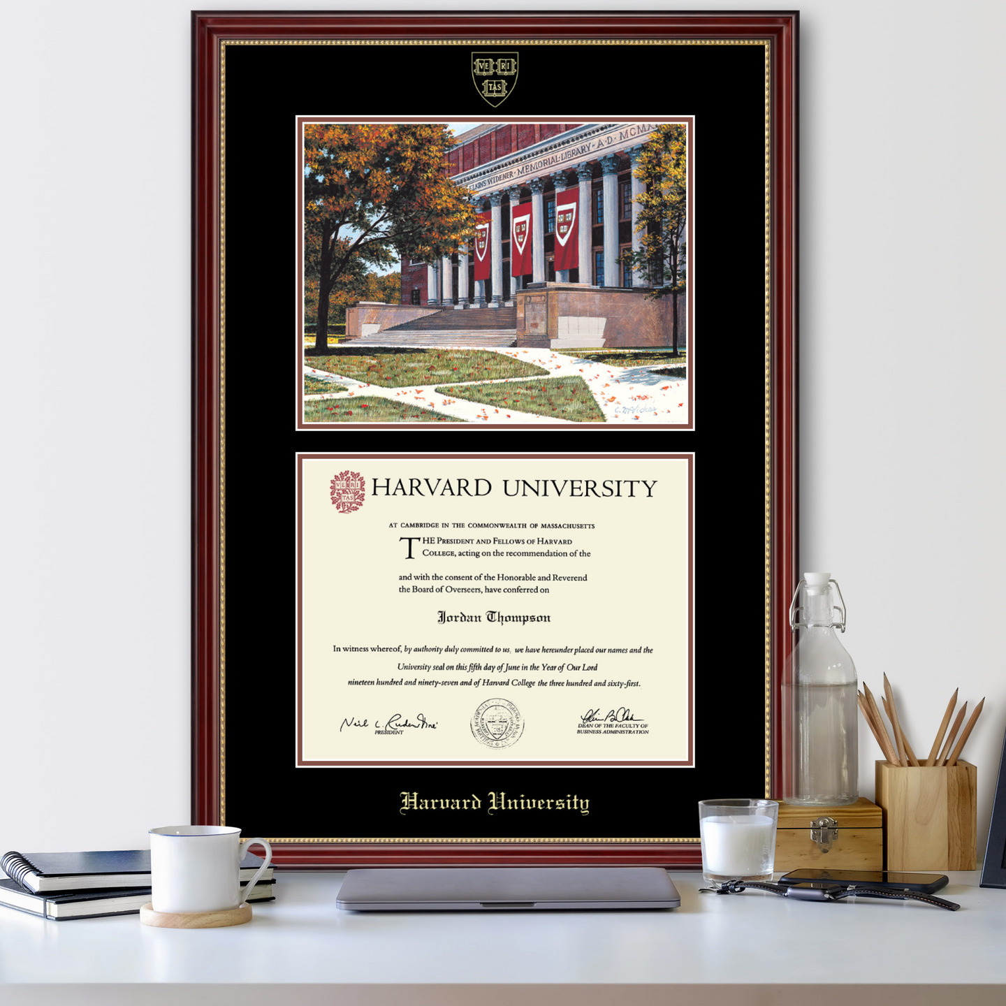 Harvard University Campus Scene Edition Diploma Frame in Kensington Gold Item 260681 from
