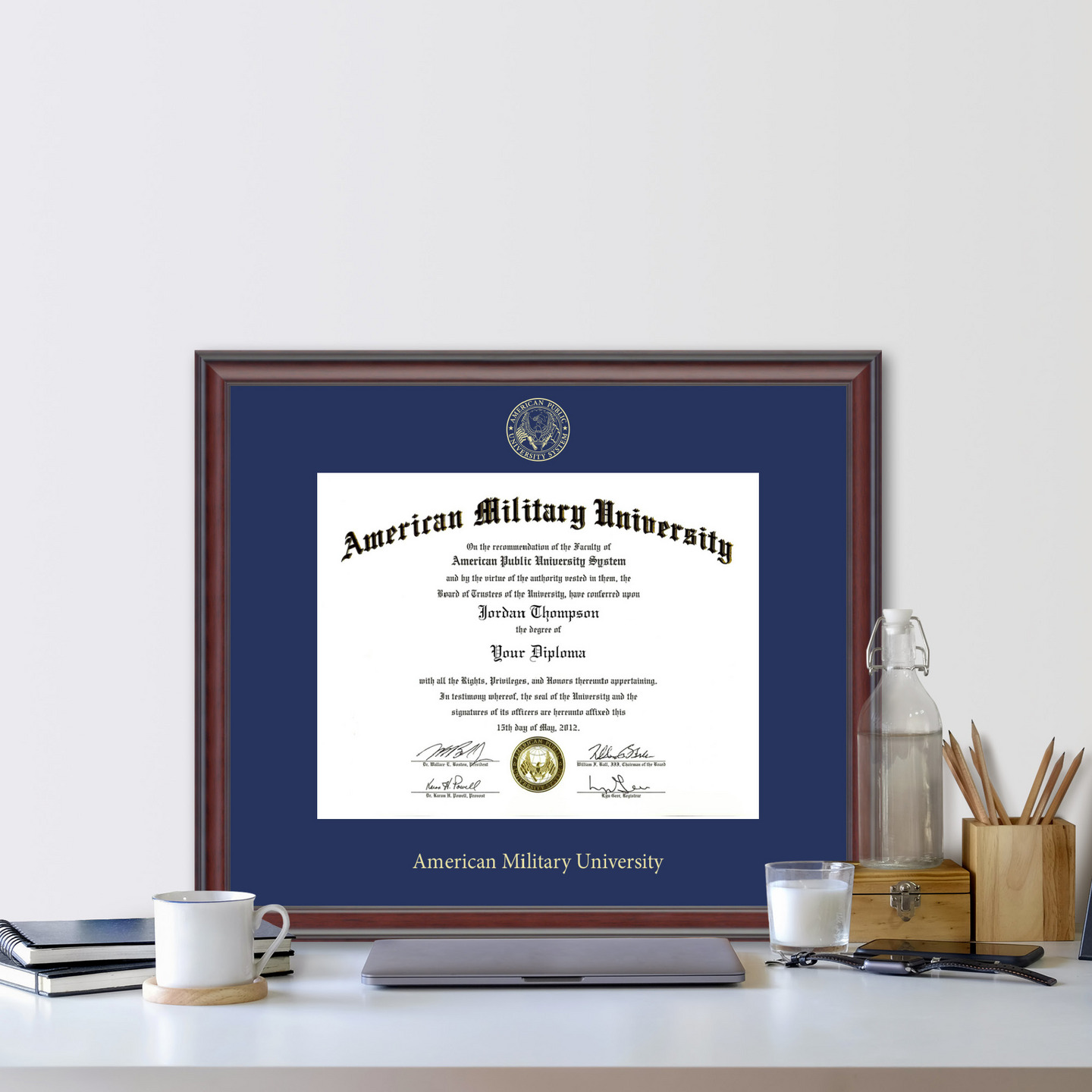 American Military University Gold Embossed Diploma Frame in Studio ...