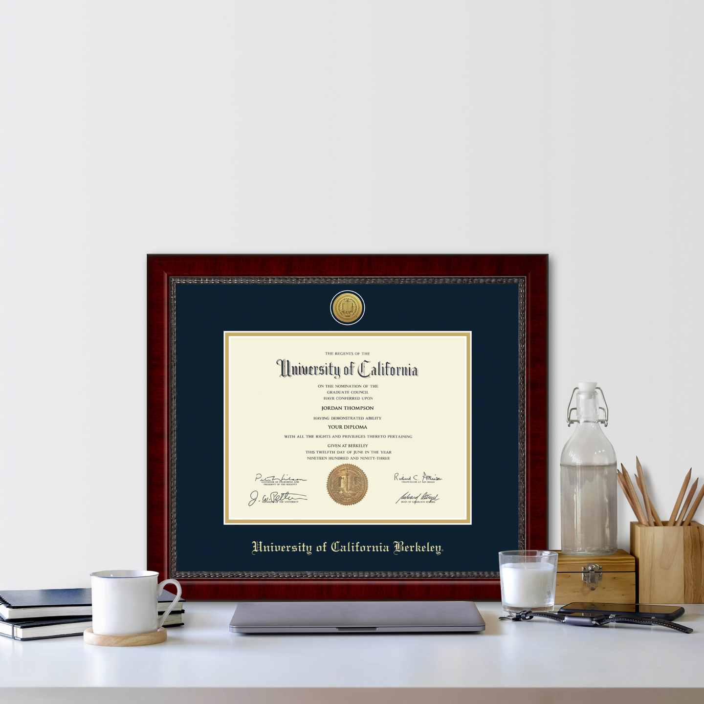 University Of California Berkeley Gold Engraved Medallion Diploma Frame 
