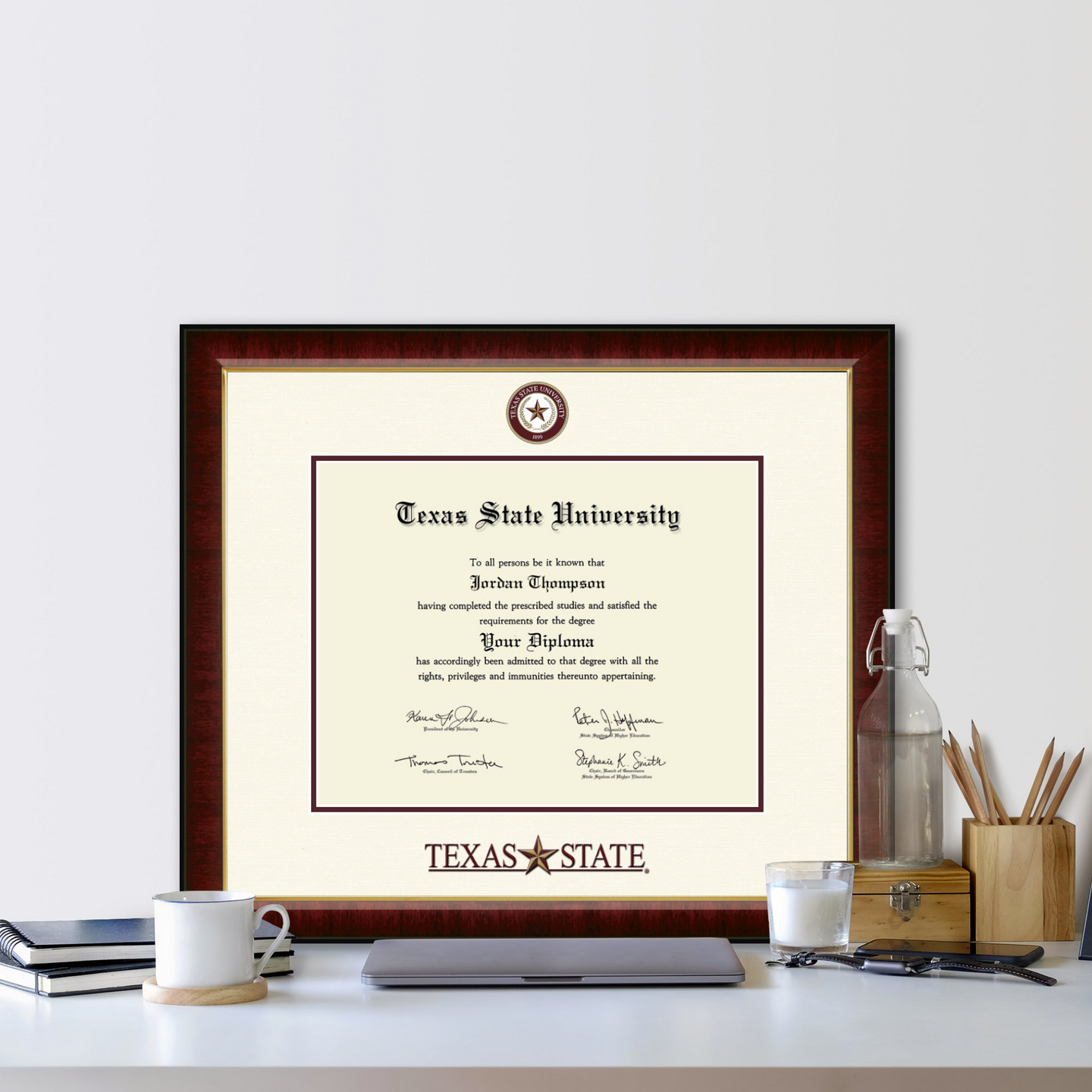 Texas State University Dimensions Diploma Frame in Murano Item