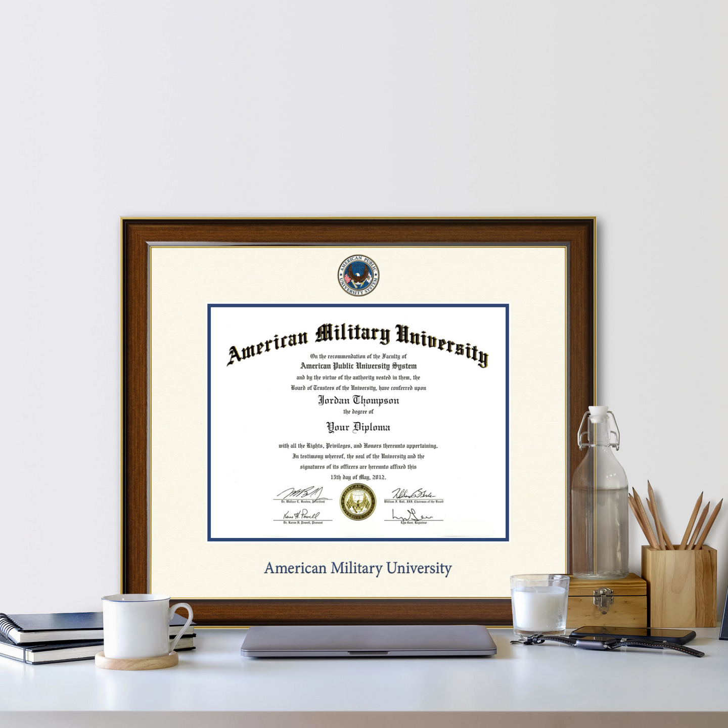 American Military University Dimensions Diploma Frame in Westwood