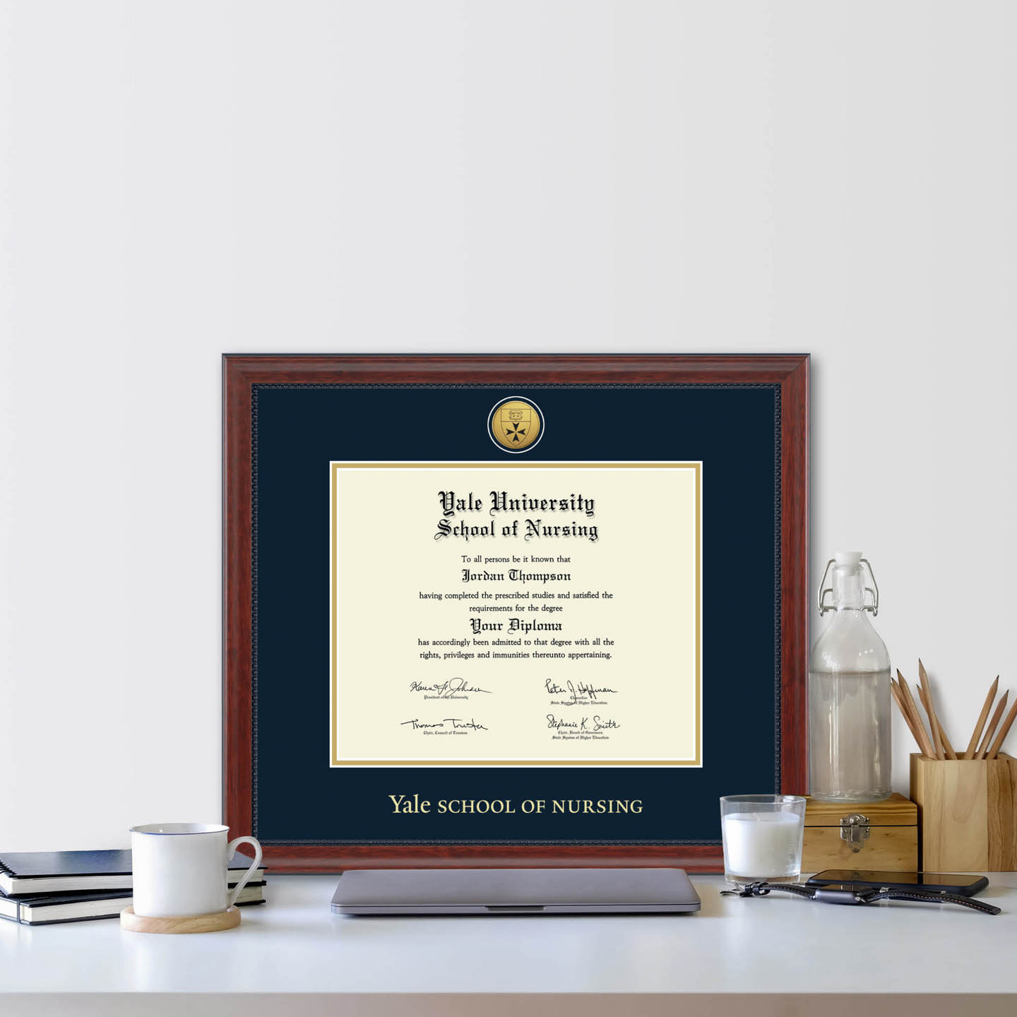 Yale University Gold Engraved Medallion Diploma Frame in Signature ...