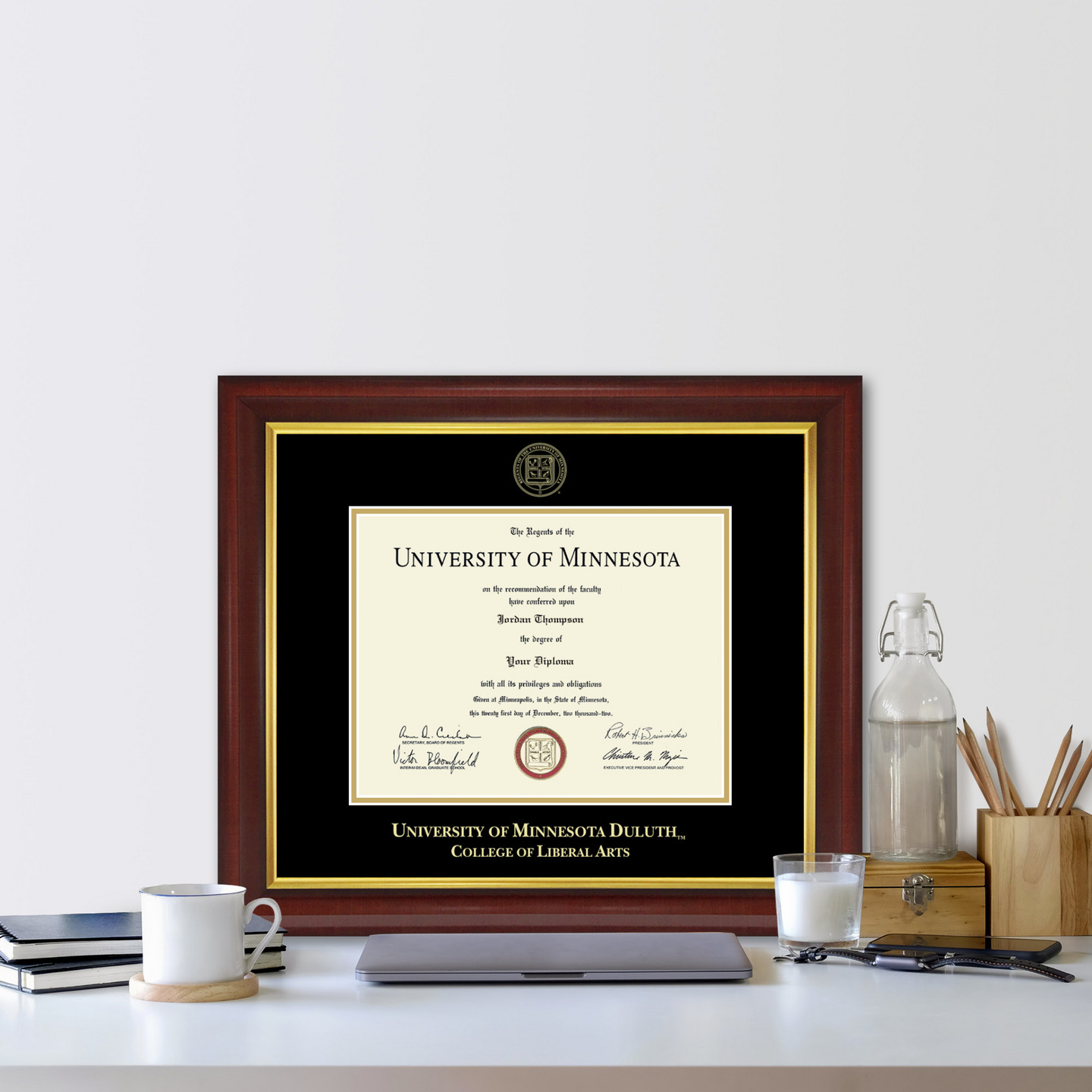 University of Minnesota Duluth Gold Embossed Diploma Frame in Redding