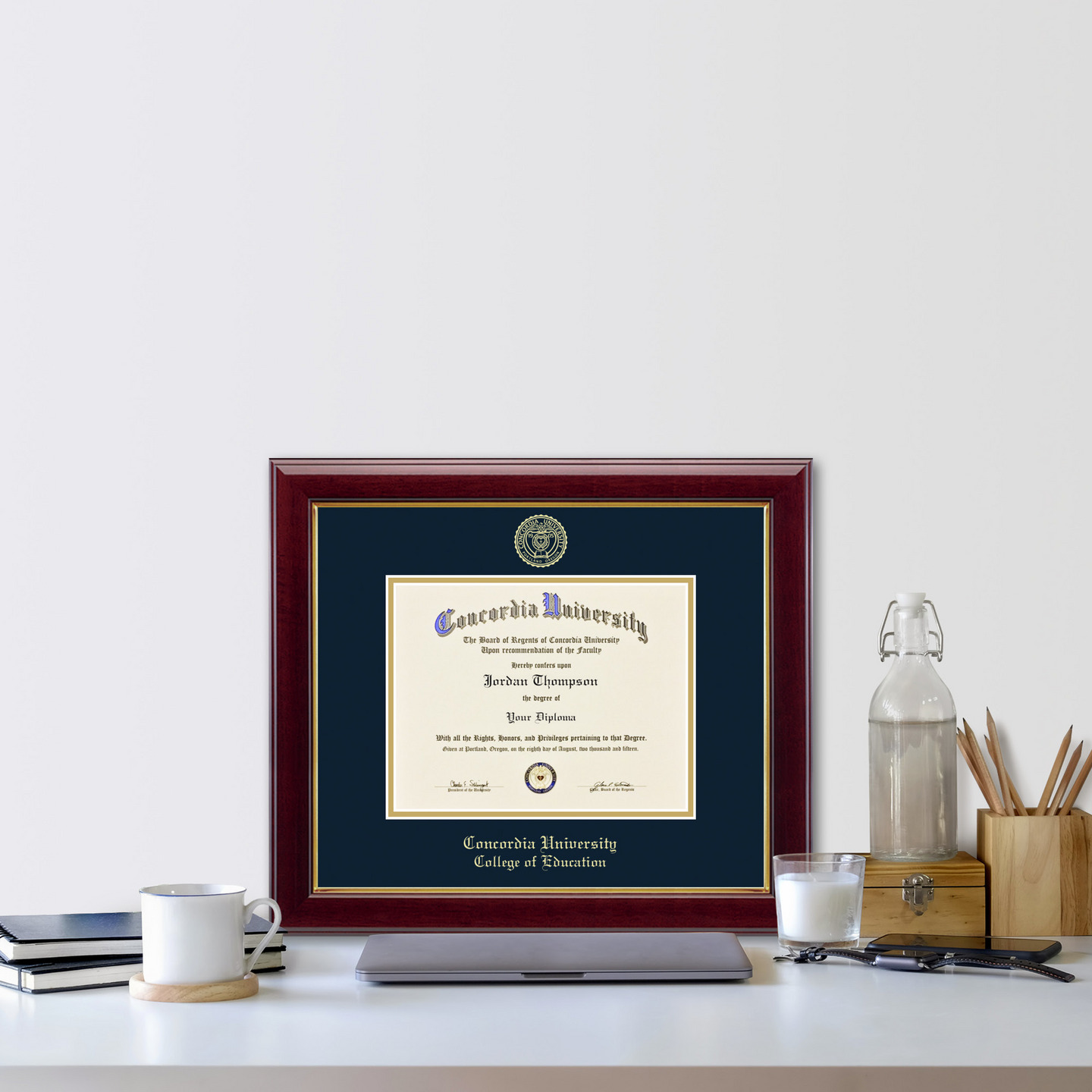 Concordia University Portland Gold Embossed Diploma Frame in Gallery