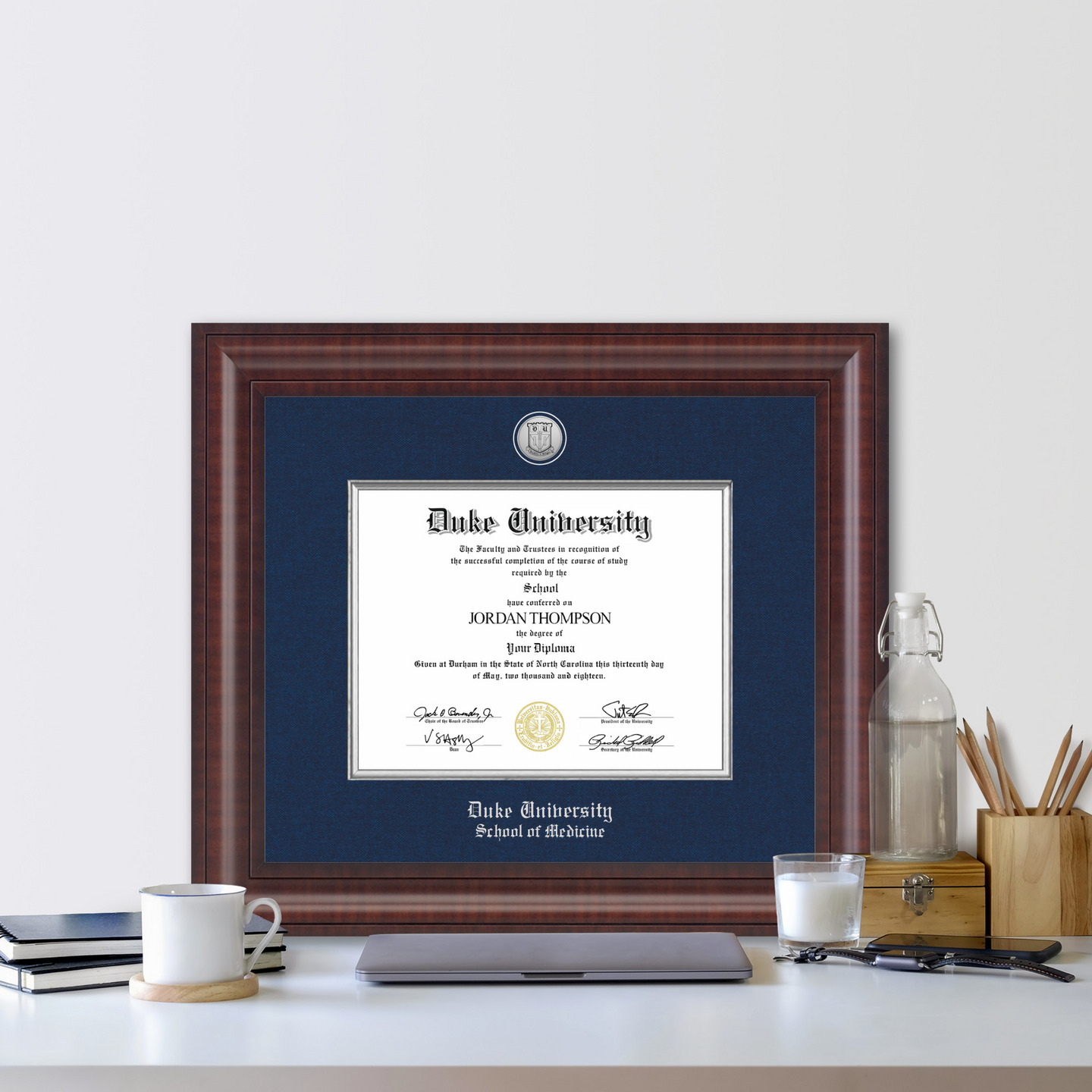 Duke University Presidential Silver Engraved Diploma Frame in Premier