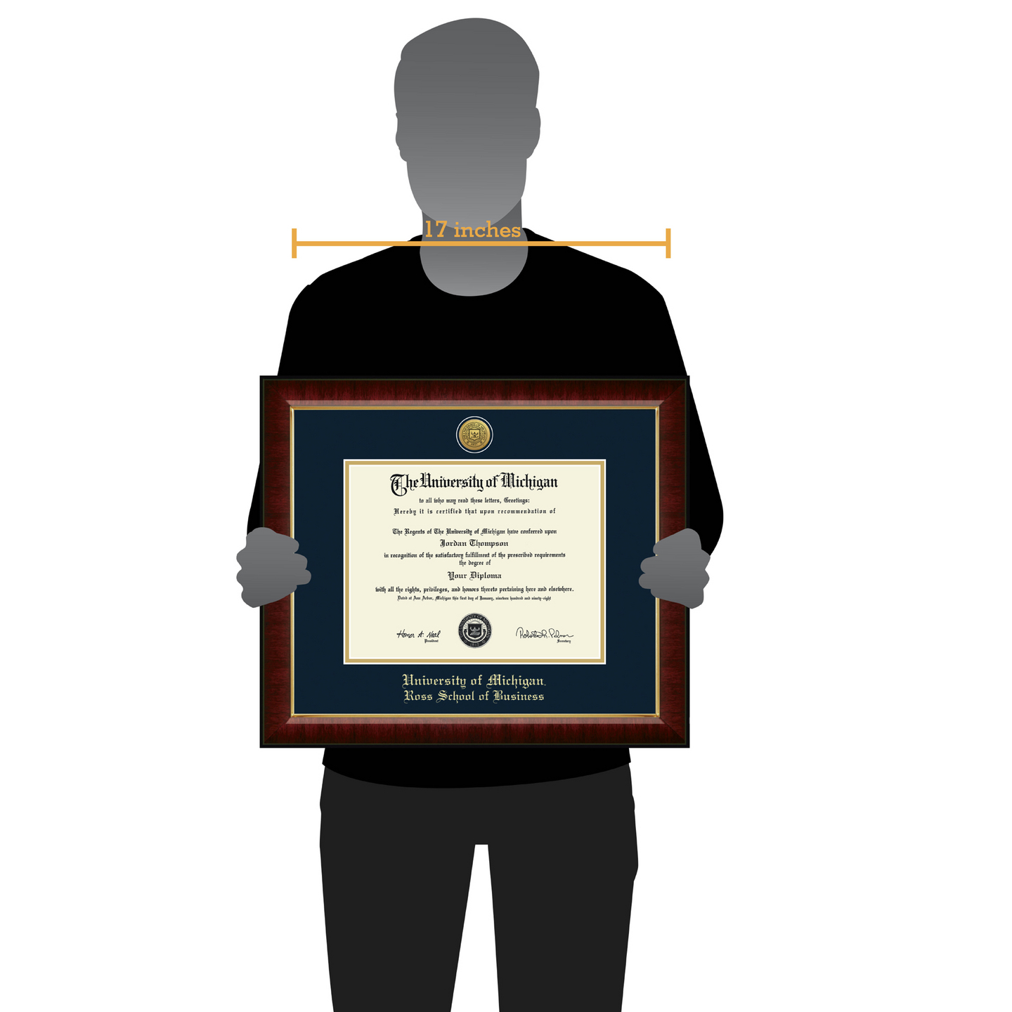 Campus Images University Of Michigan Petite Diploma Frame - 8.5" X 11" Mahogany With Gold Trim & Seal