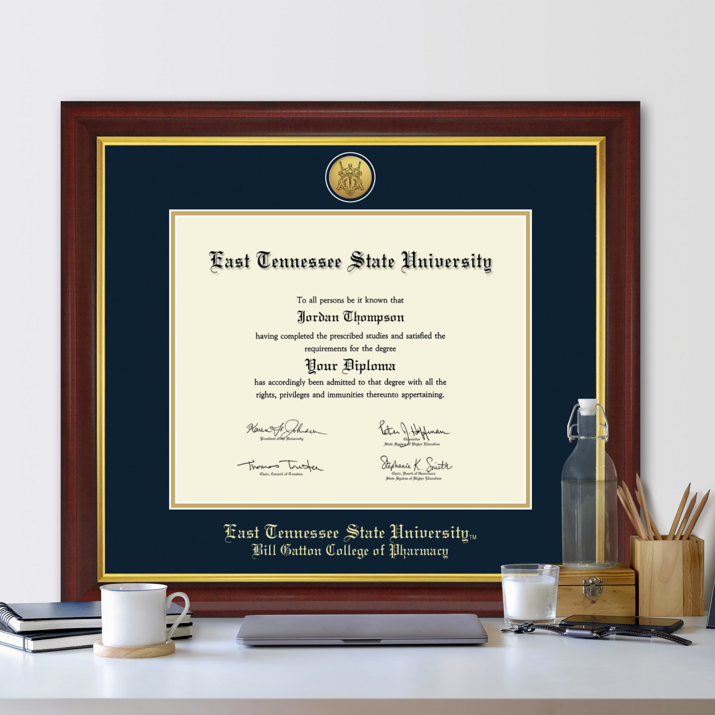 East Tennessee State University Gold Engraved Medallion Diploma Frame