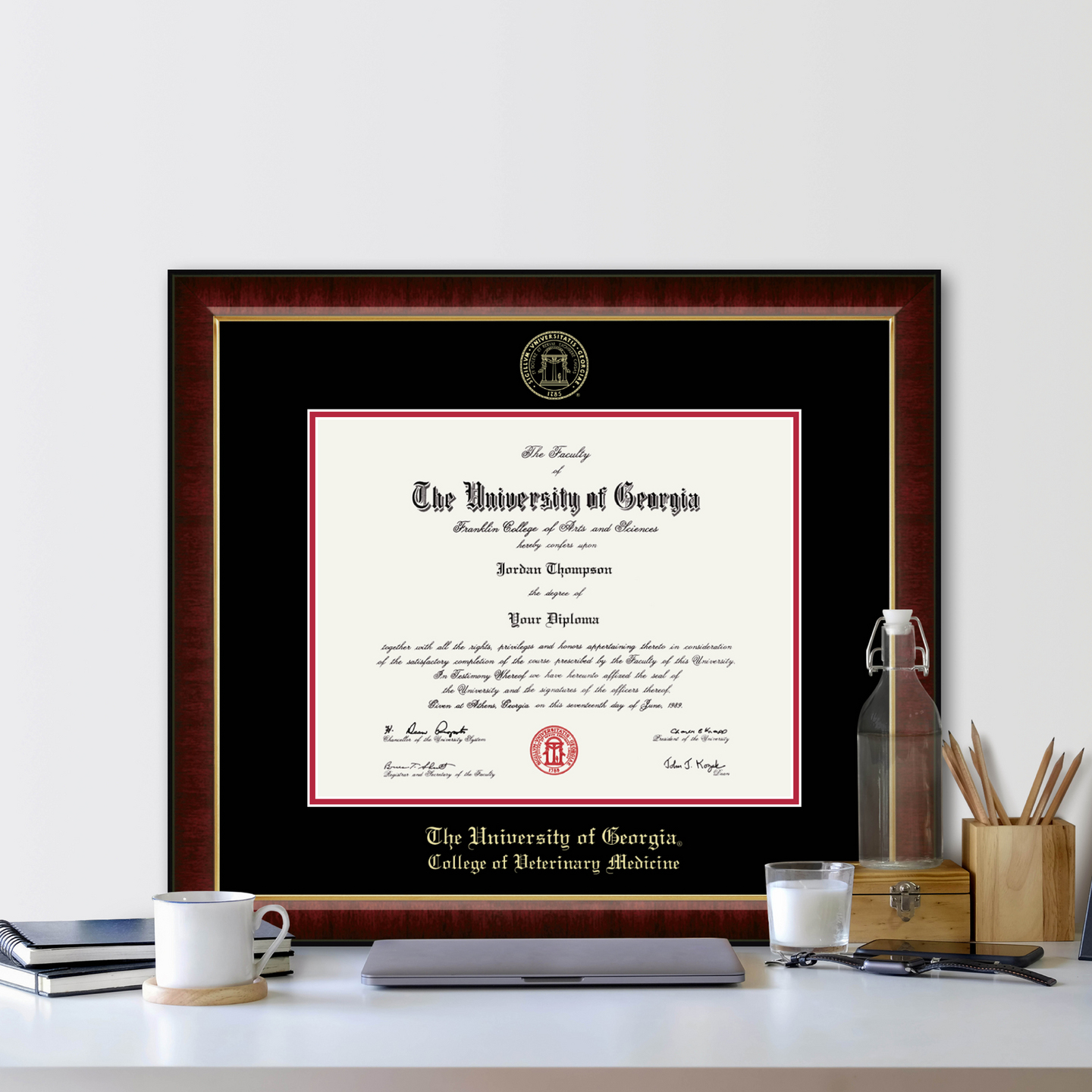 University of Gold Embossed Diploma Frame in Murano Item