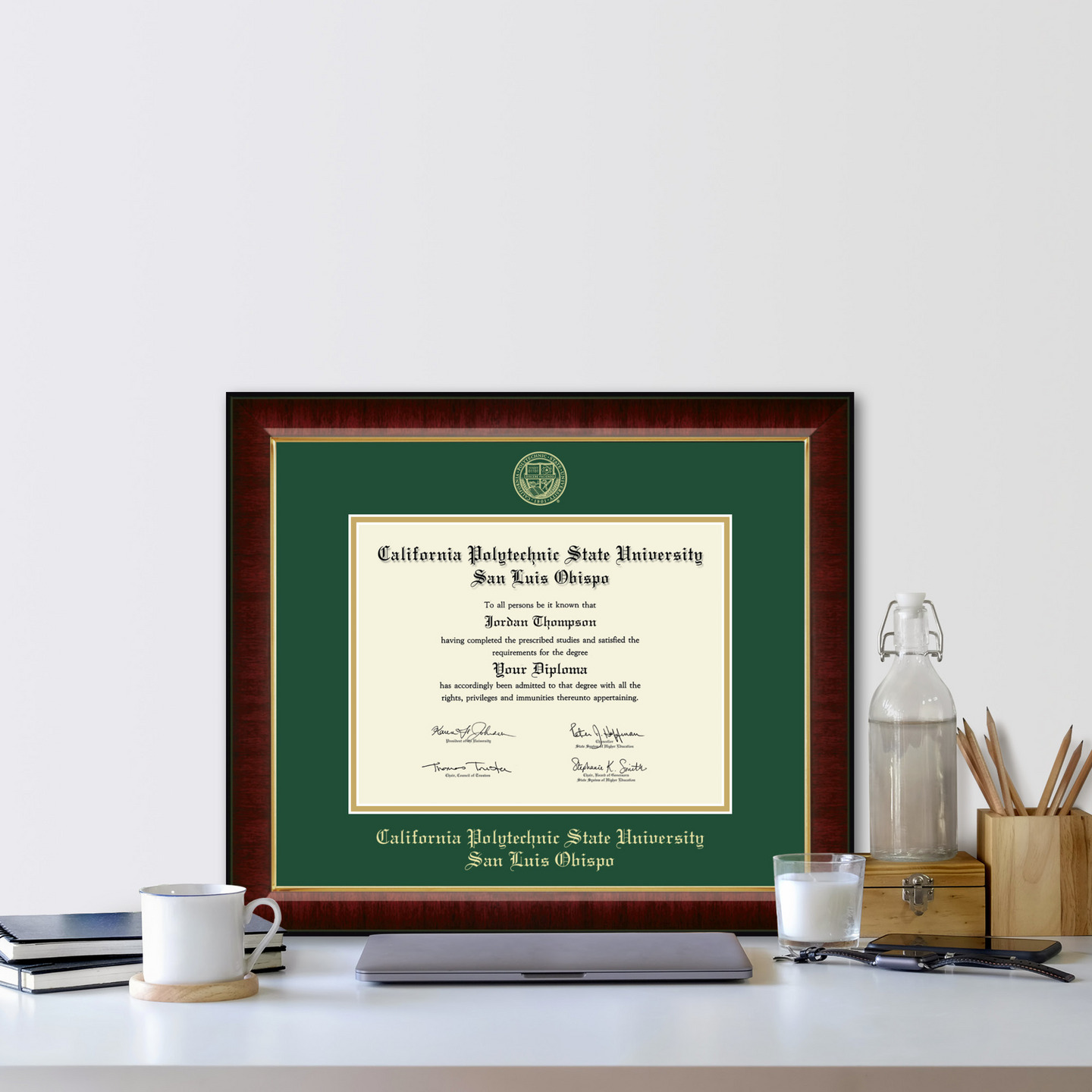 California Polytechnic State University San Luis Obispo Gold Embossed Diploma Frame in Murano