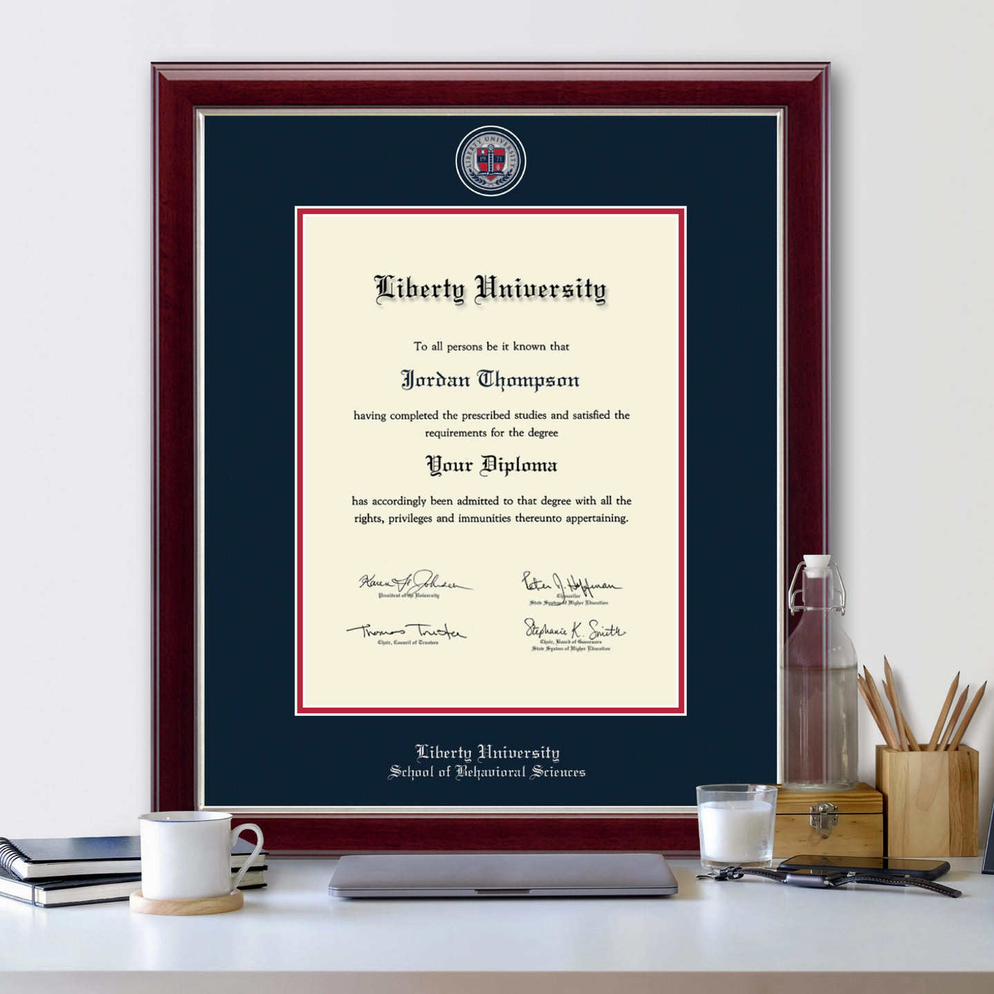 Liberty University Masterpiece Medallion Diploma Frame in Gallery Silver Item 312512LBH from
