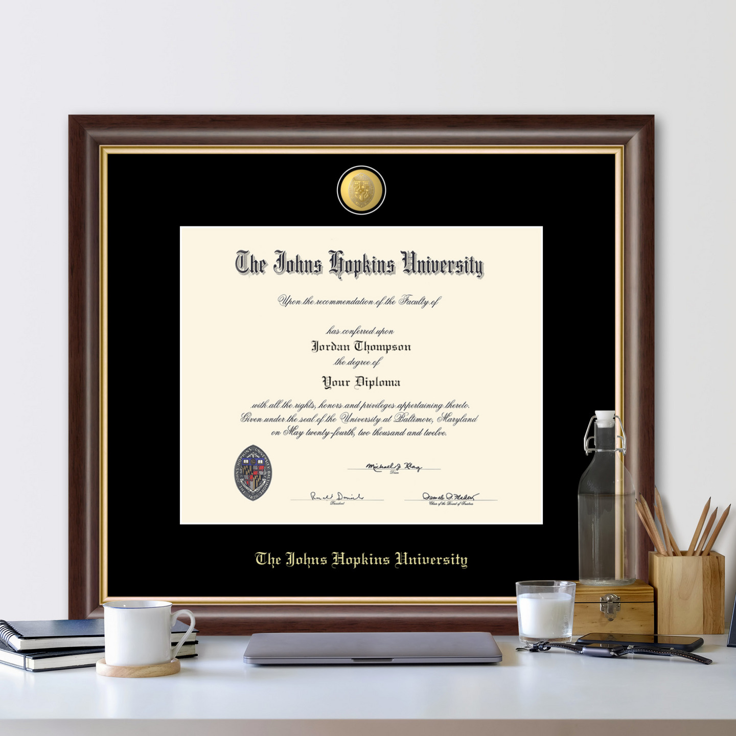 Johns Hopkins University 23K Medallion Diploma Frame in Hampshire