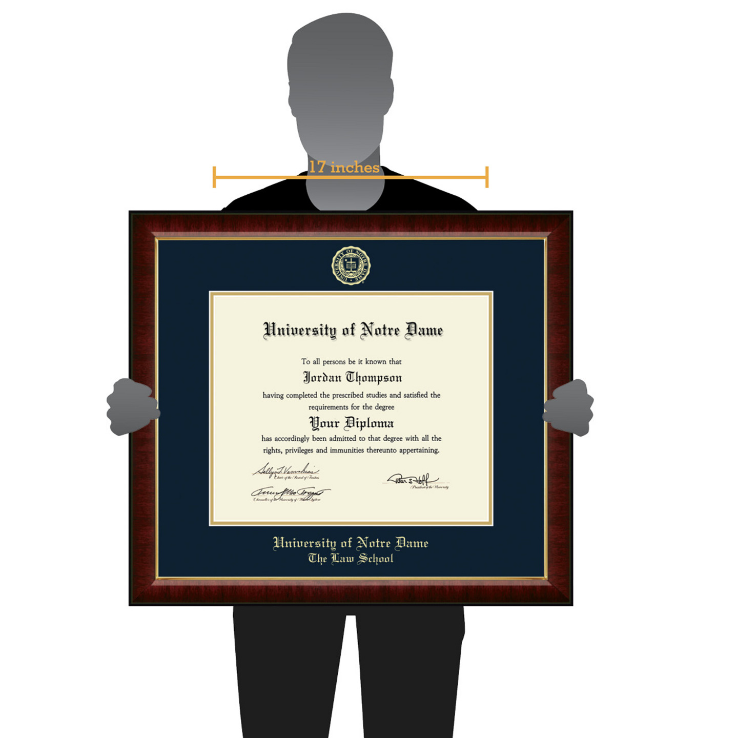 University of Notre Dame Gold Embossed Diploma Frame in Murano Item