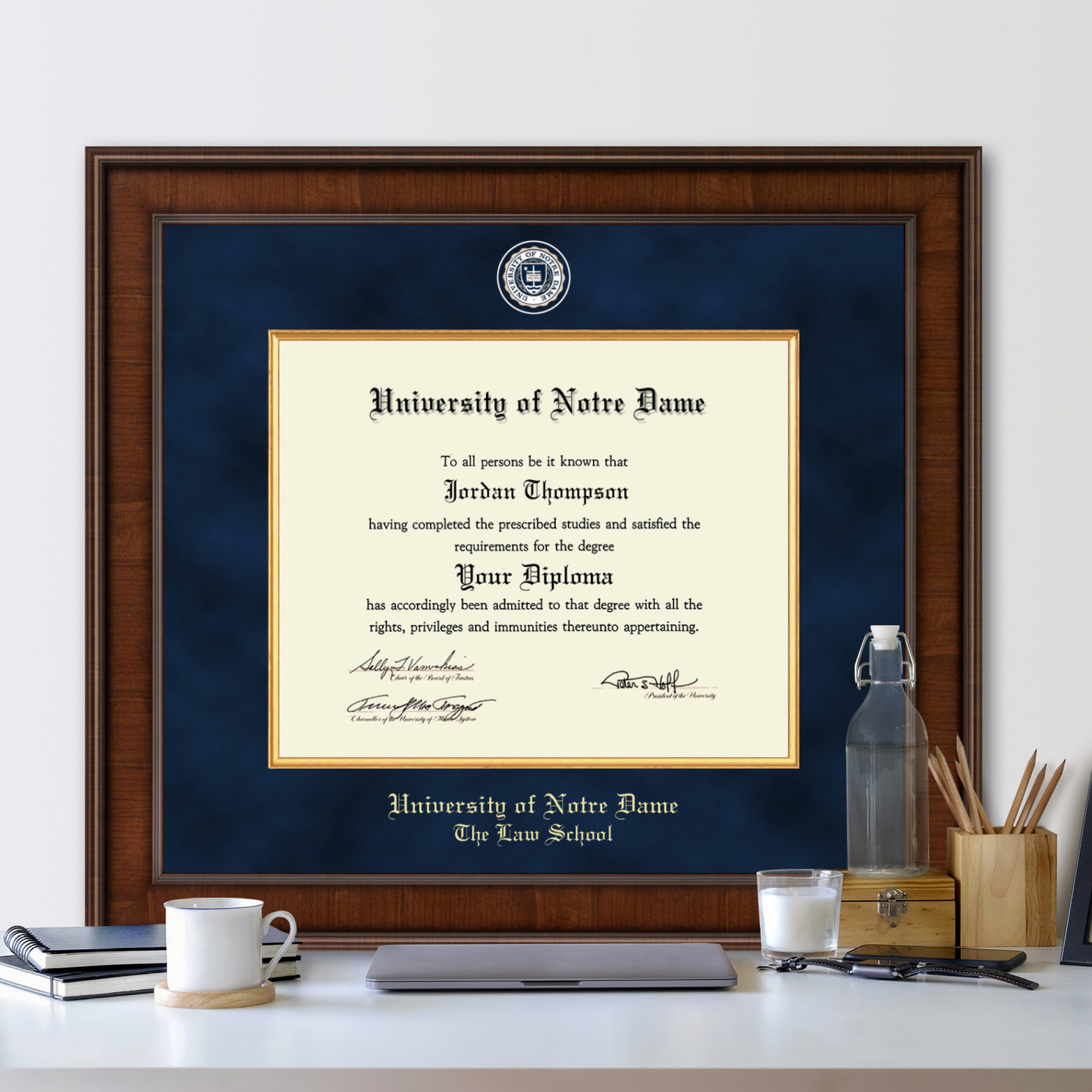 University of Notre Dame Presidential Masterpiece Diploma Frame in