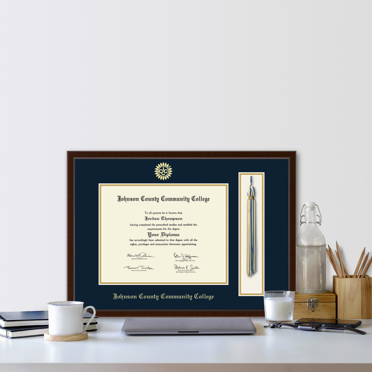 Johnson County Community College Tassel Edition Diploma Frame in Delta