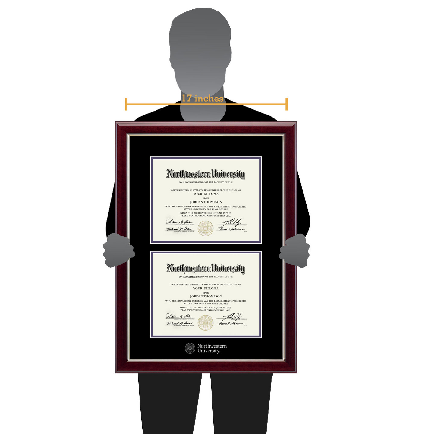 Northwestern University Double Diploma Frame In Gallery Silver Item 