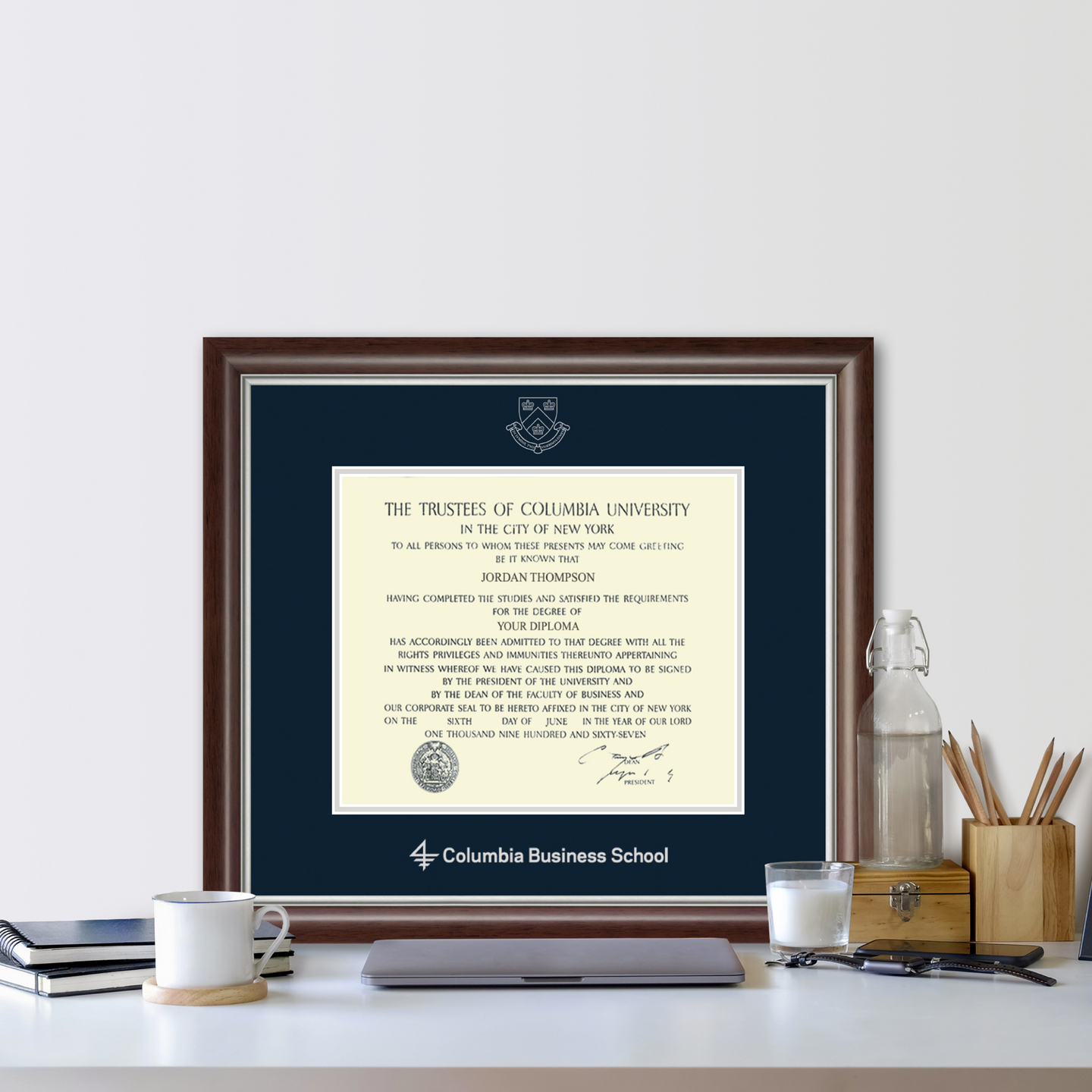 Columbia University Silver Embossed Diploma Frame in Devonshire Item