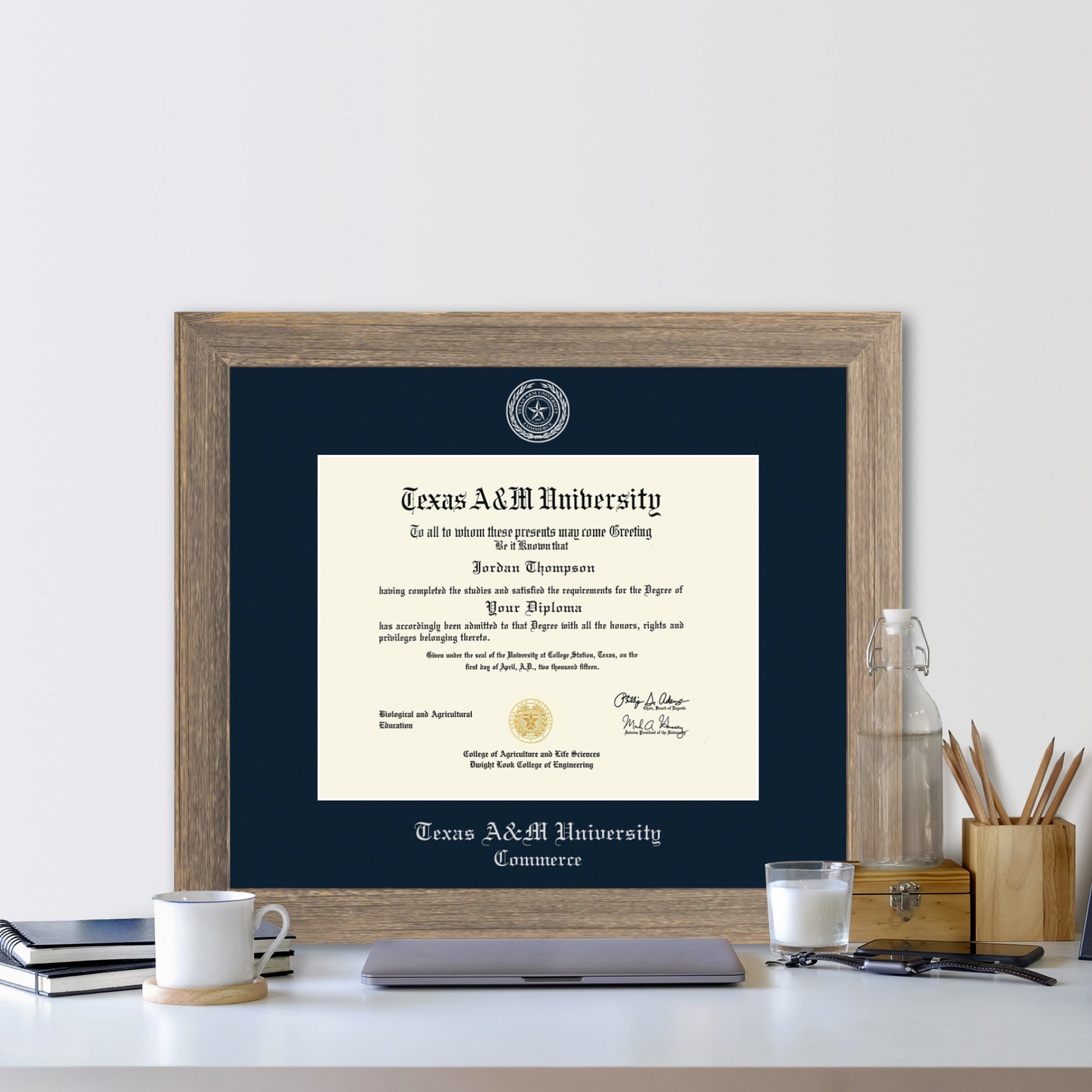Texas A&M University Commerce Silver Embossed Diploma Frame in