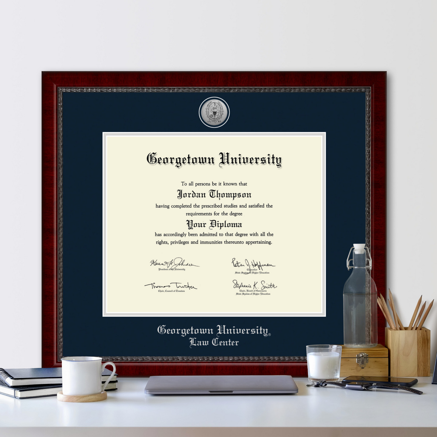 University Silver Engraved Medallion Diploma Frame in Sutton