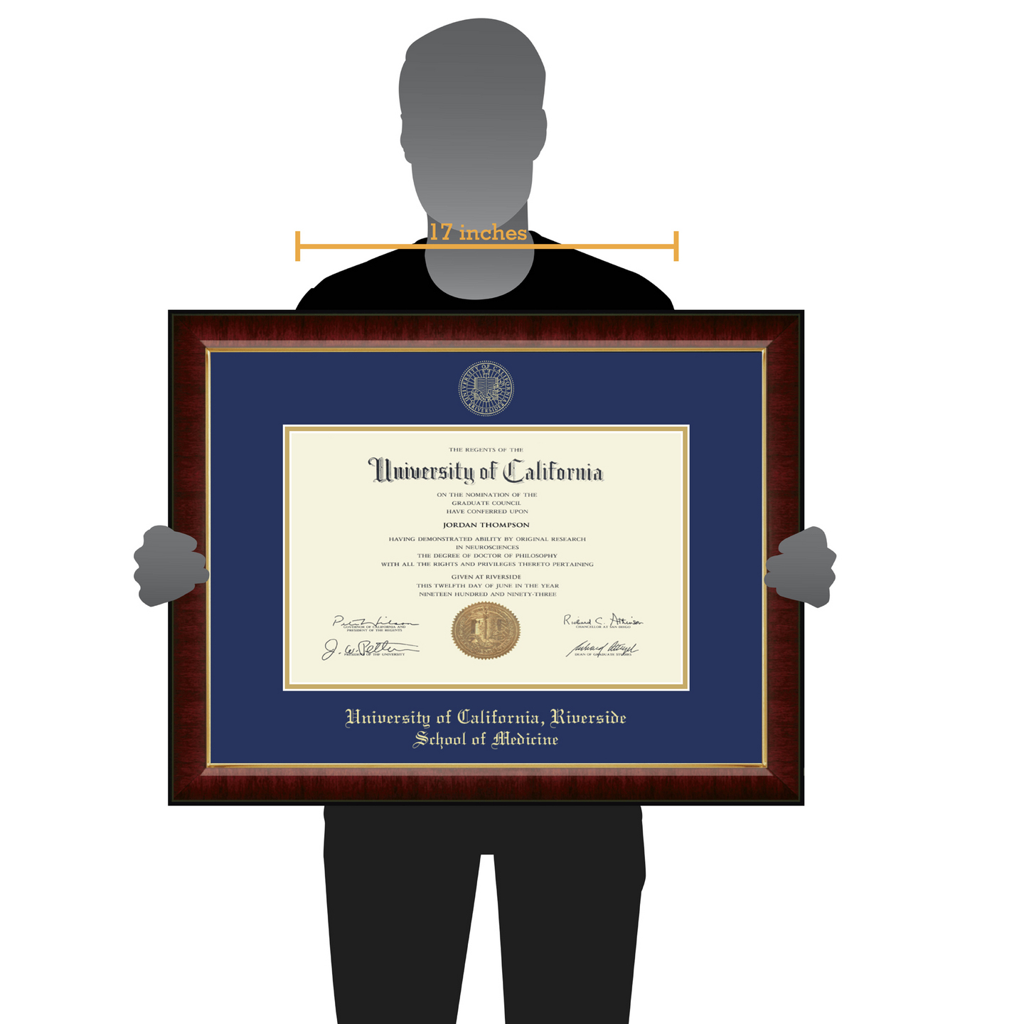 University of California Riverside Gold Embossed Diploma Frame in