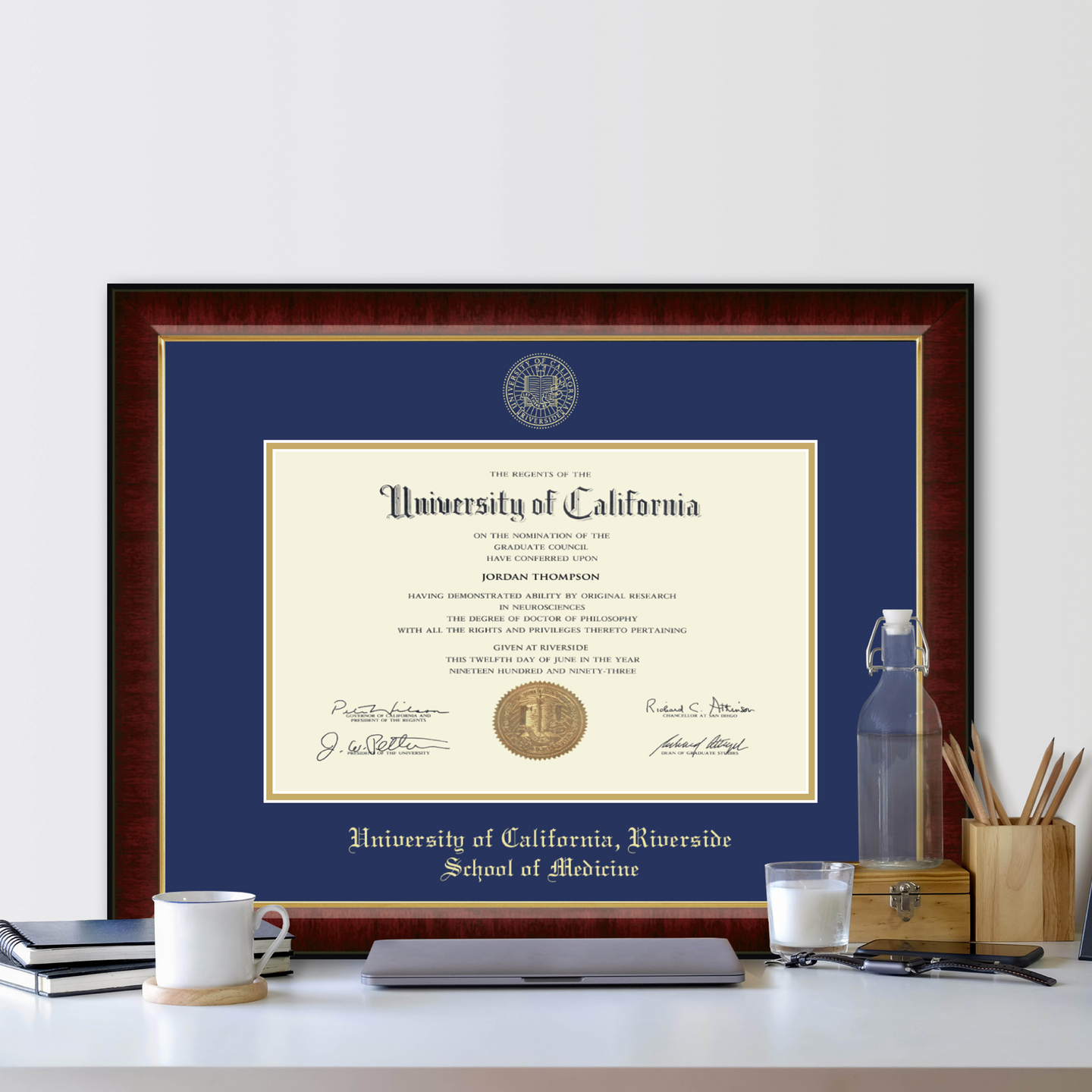 University of California Riverside Gold Embossed Diploma Frame in