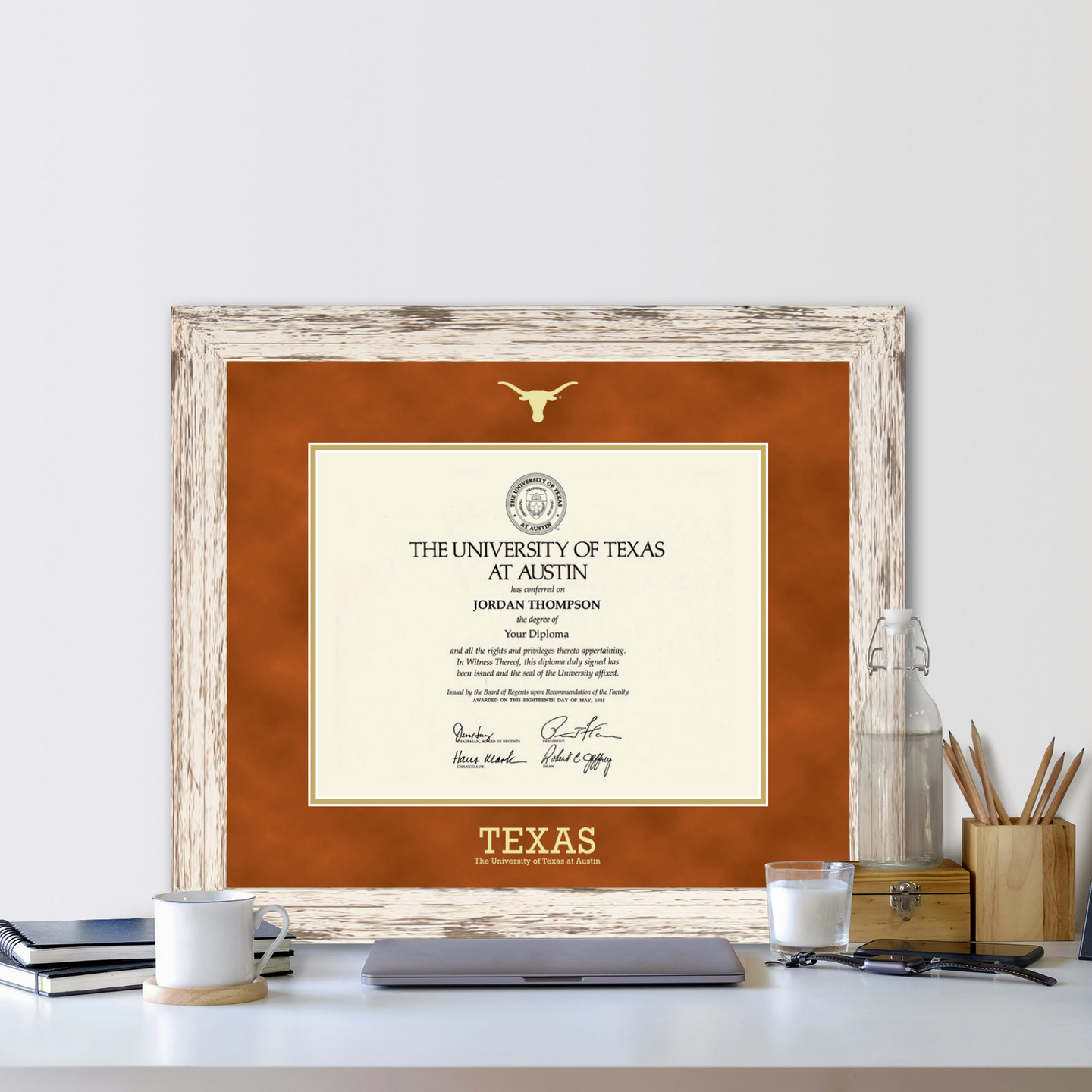 The University of Texas at Austin Gold Embossed Longhorn Diploma Frame