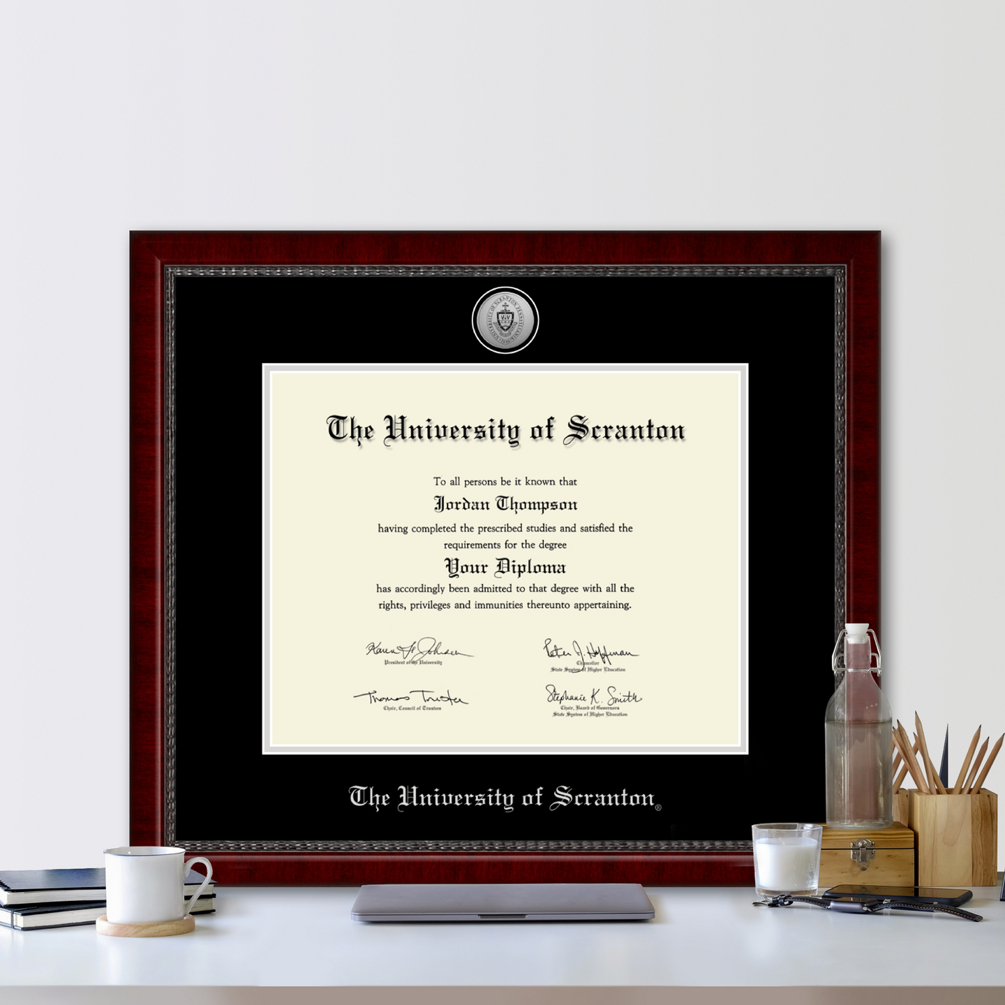 The University of Scranton Silver Engraved Medallion Diploma Frame in Sutton Item 340327 from