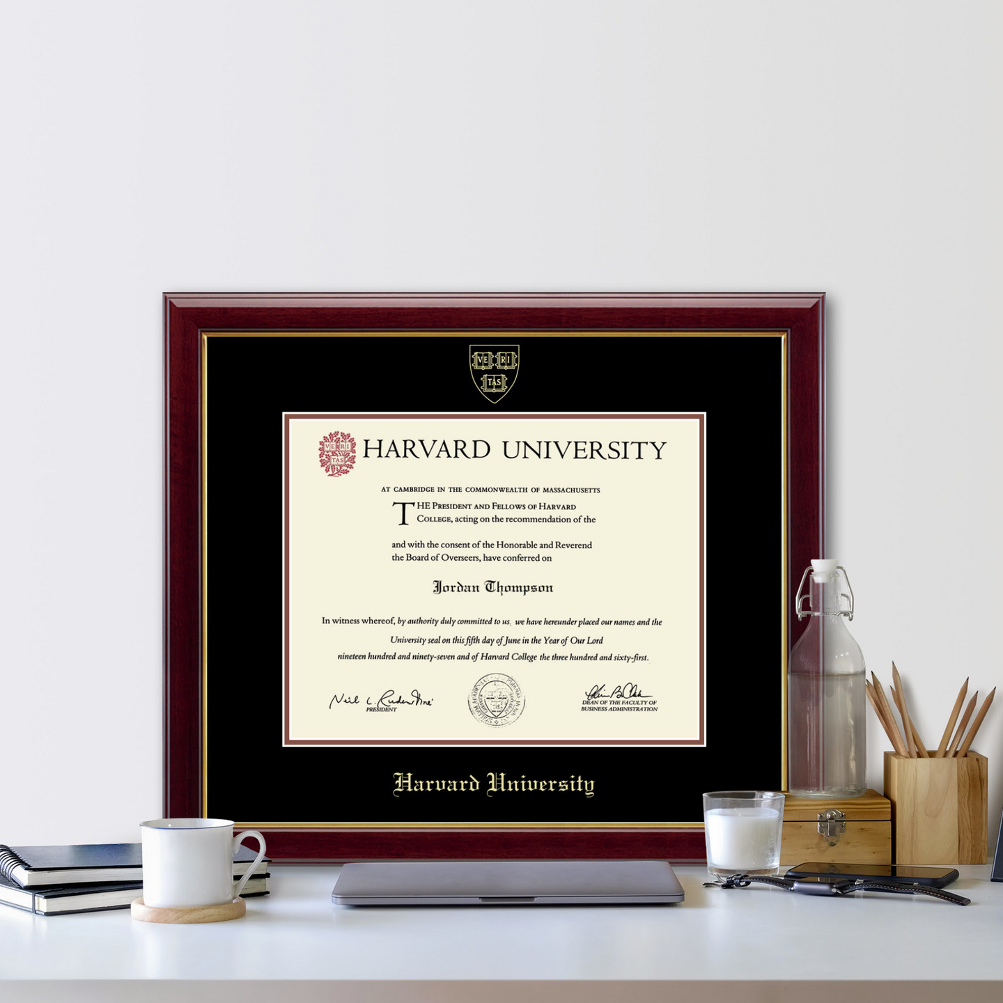 Harvard University Gold Embossed Diploma Frame in Gallery Item