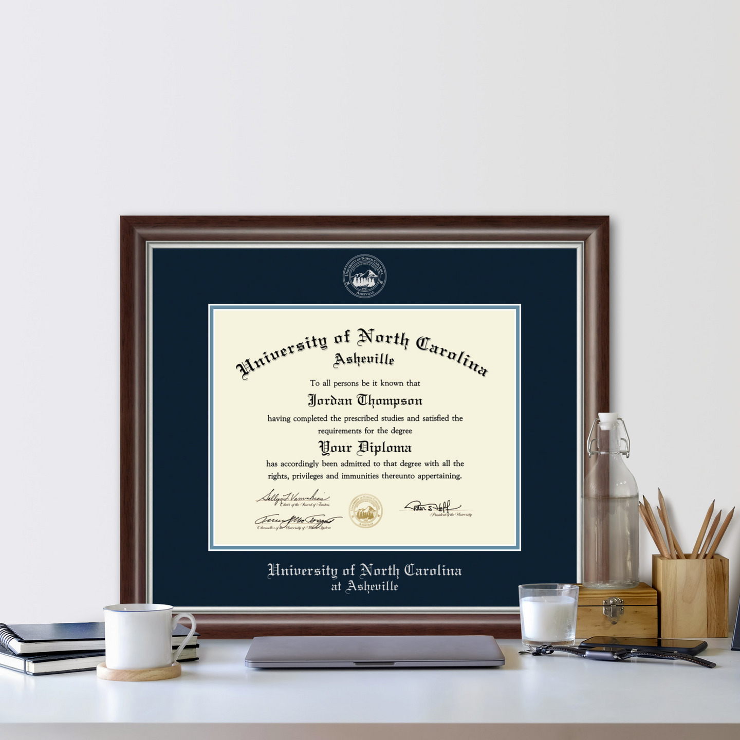 University of North Carolina Asheville Silver Embossed Diploma Frame in