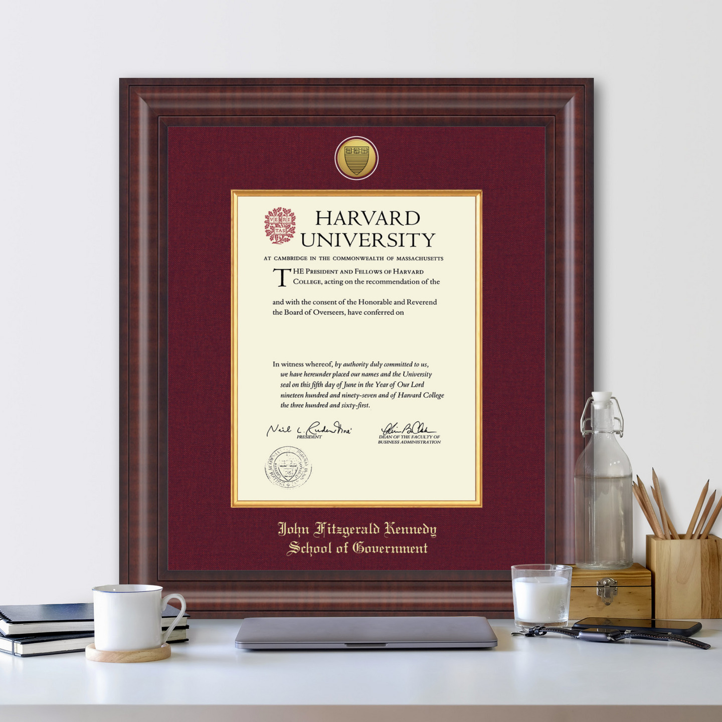 Harvard University Presidential Gold Engraved Diploma Frame in Premier