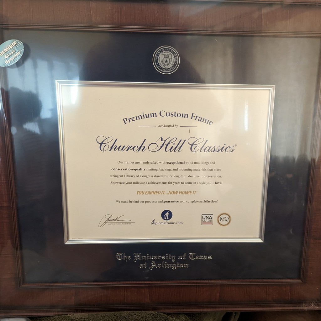The University of Texas at Arlington Presidential Masterpiece diploma frame