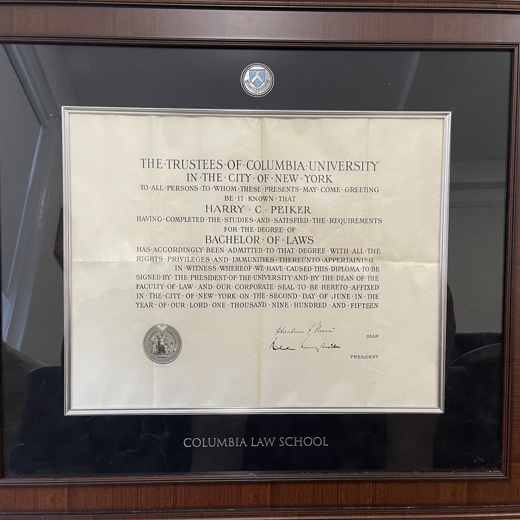 Columbia University Grad School Columbia Law School Presidential diploma frame