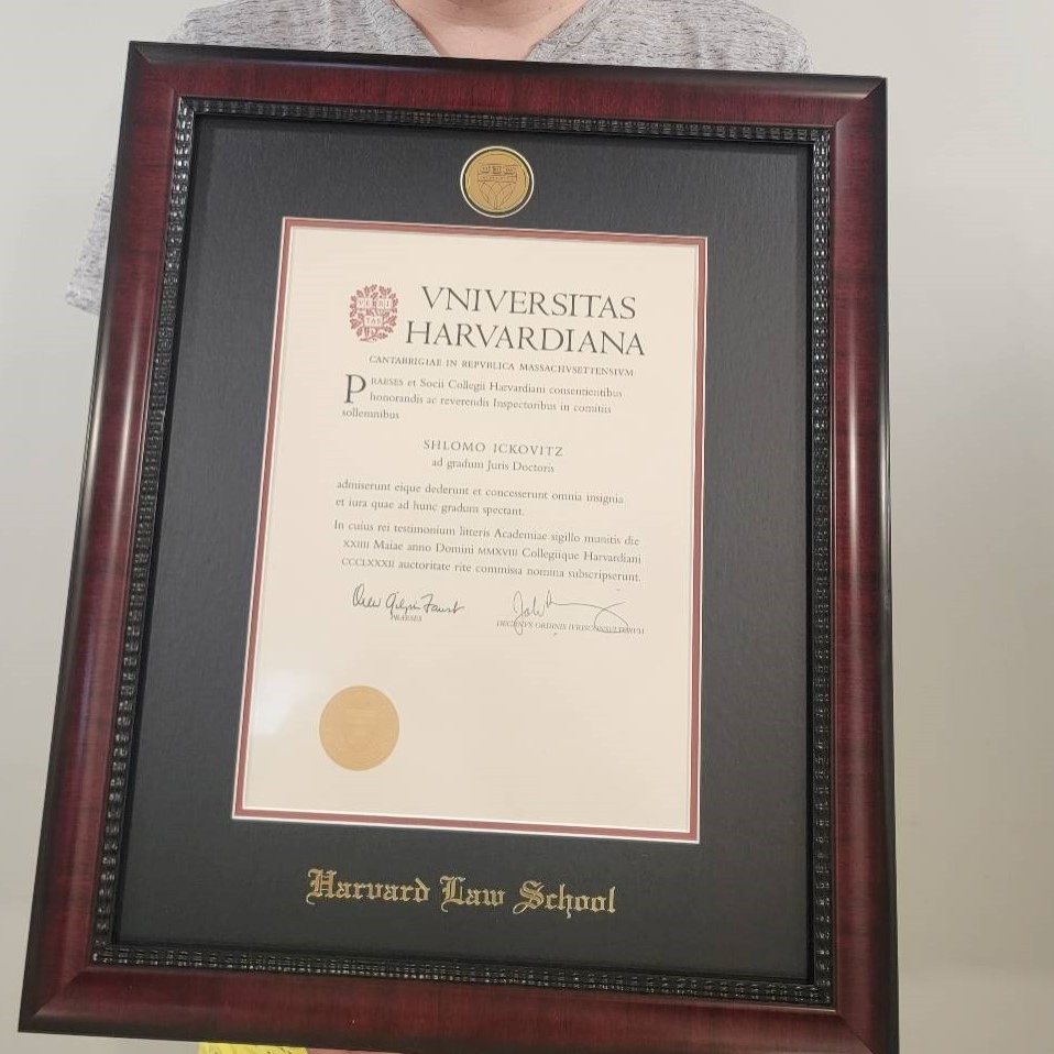 Harvard Law School Gold Engraved Diploma Frame