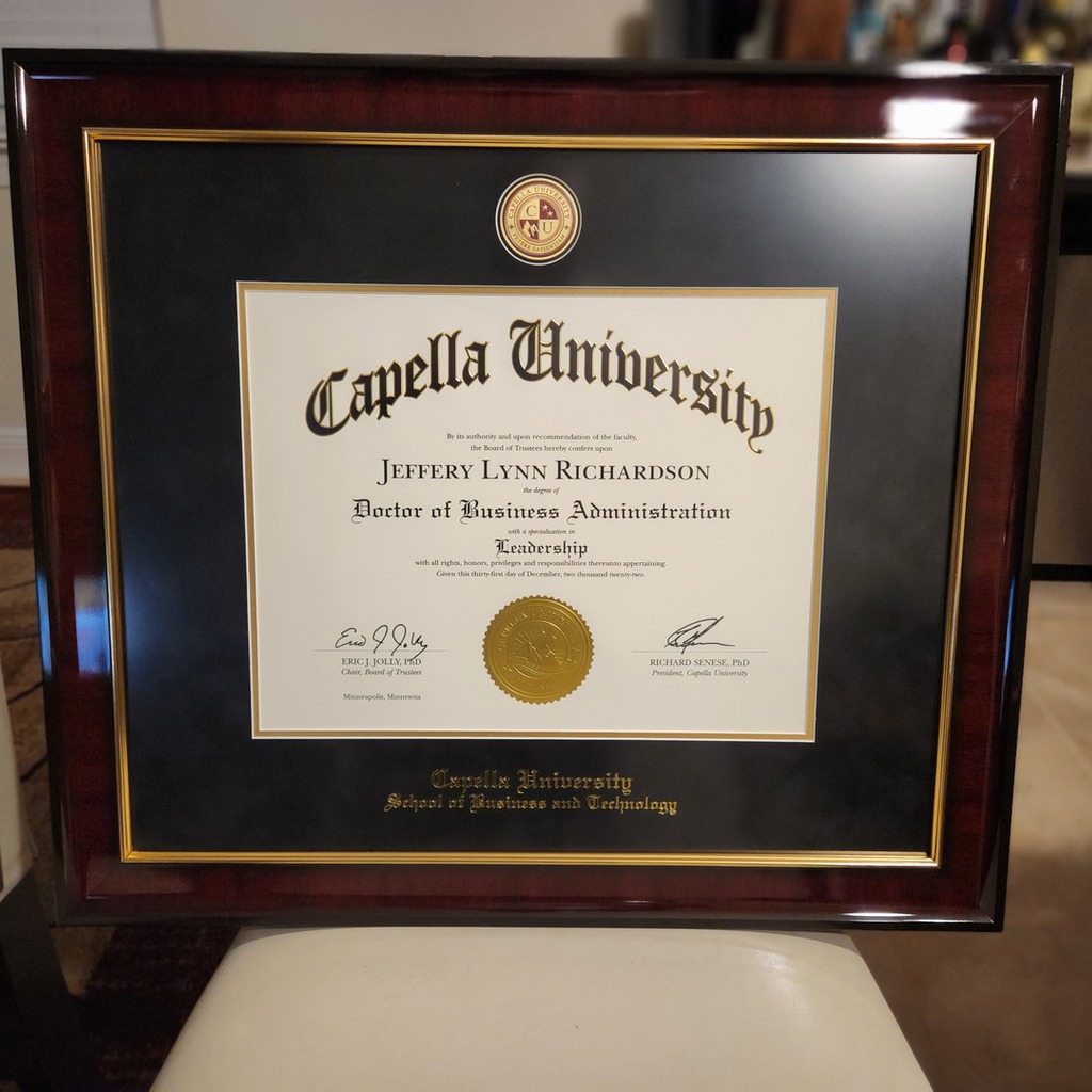 Capella university business degree frame
