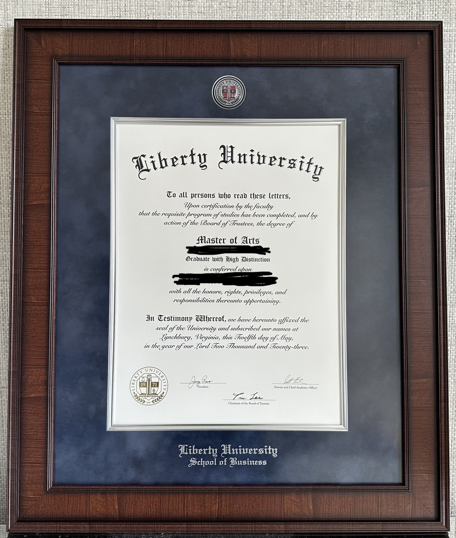 Liberty university business degree frame