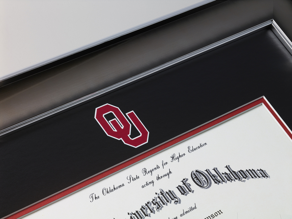 University of Oklahoma diploma frame seal closeup