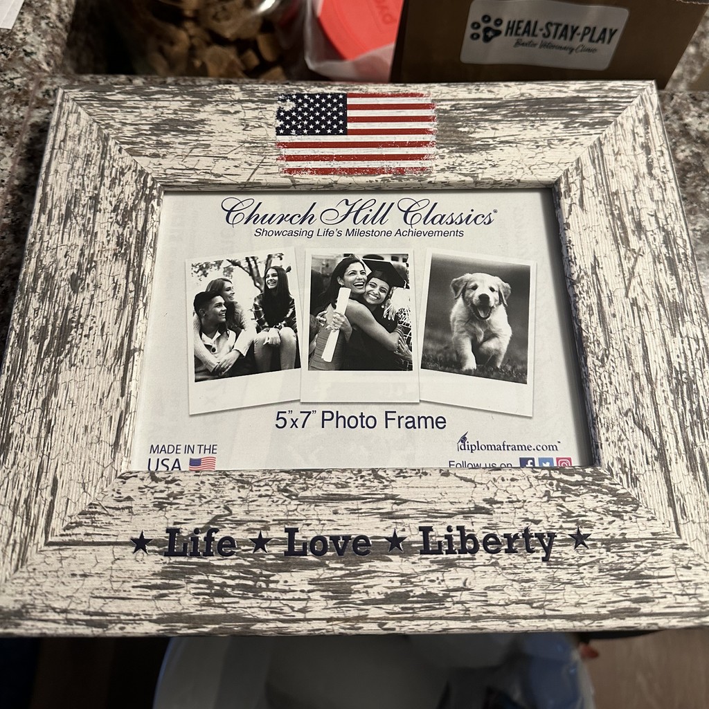 closeup of american flag photo frame