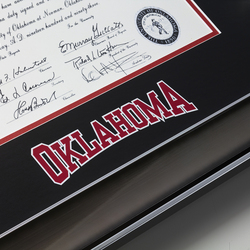 University of Oklahoma diploma frame closeup of name