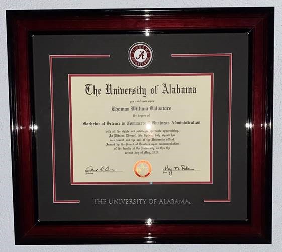university of alabama diploma frame
