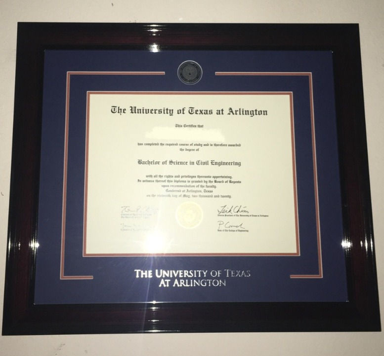 The University of Texas at Arlington showcase diploma frame