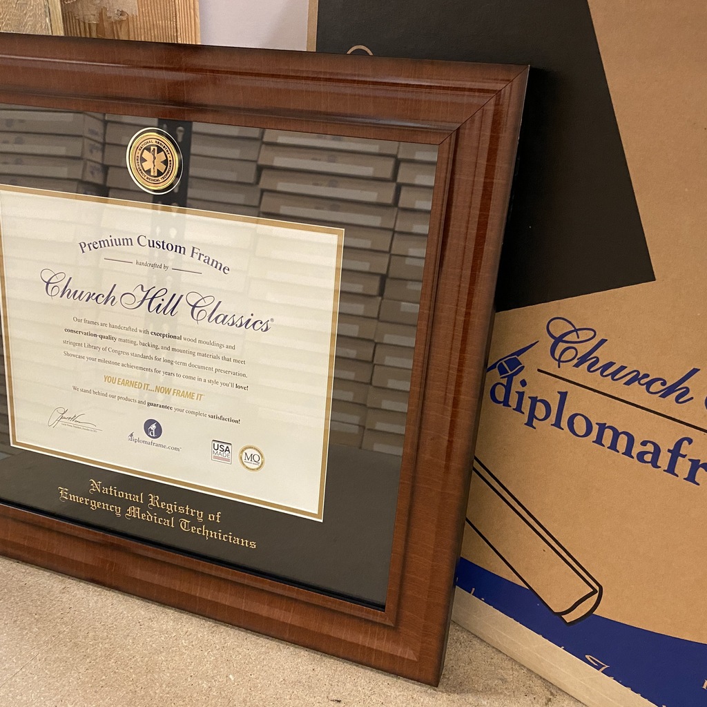 National Registry of Emergency Medical Technicians certificate frame