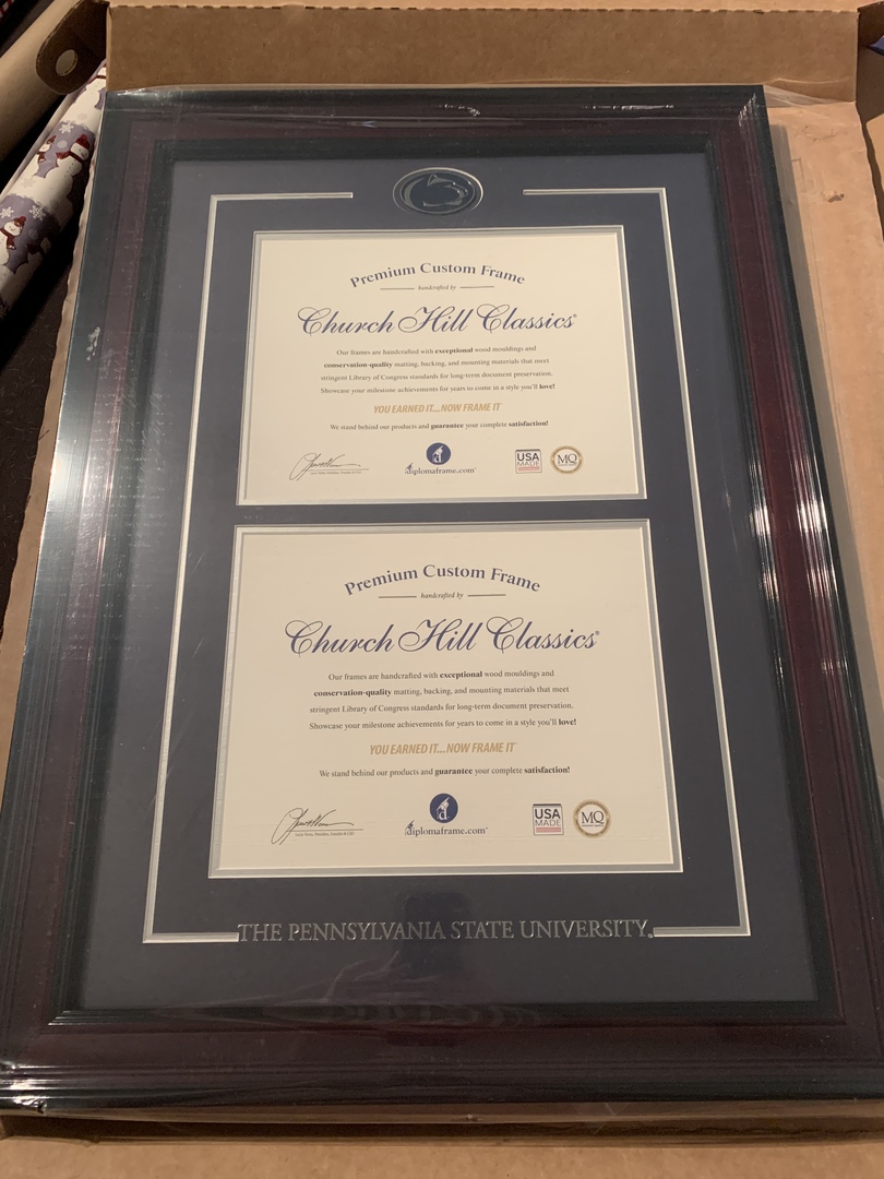 Penn State diploma frame